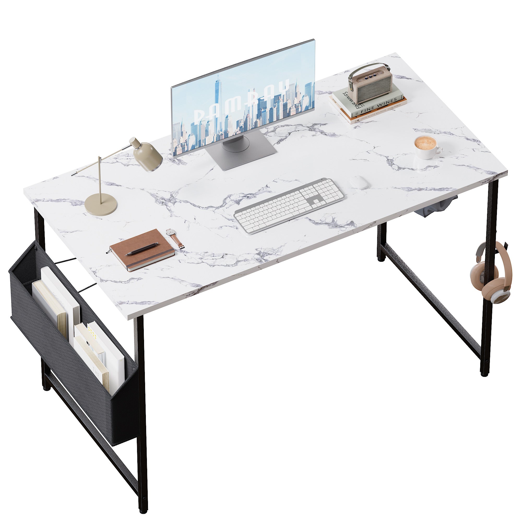 Pamray 47 Pollici Scrivania Computer Nero 120 cm Salvaspazio
