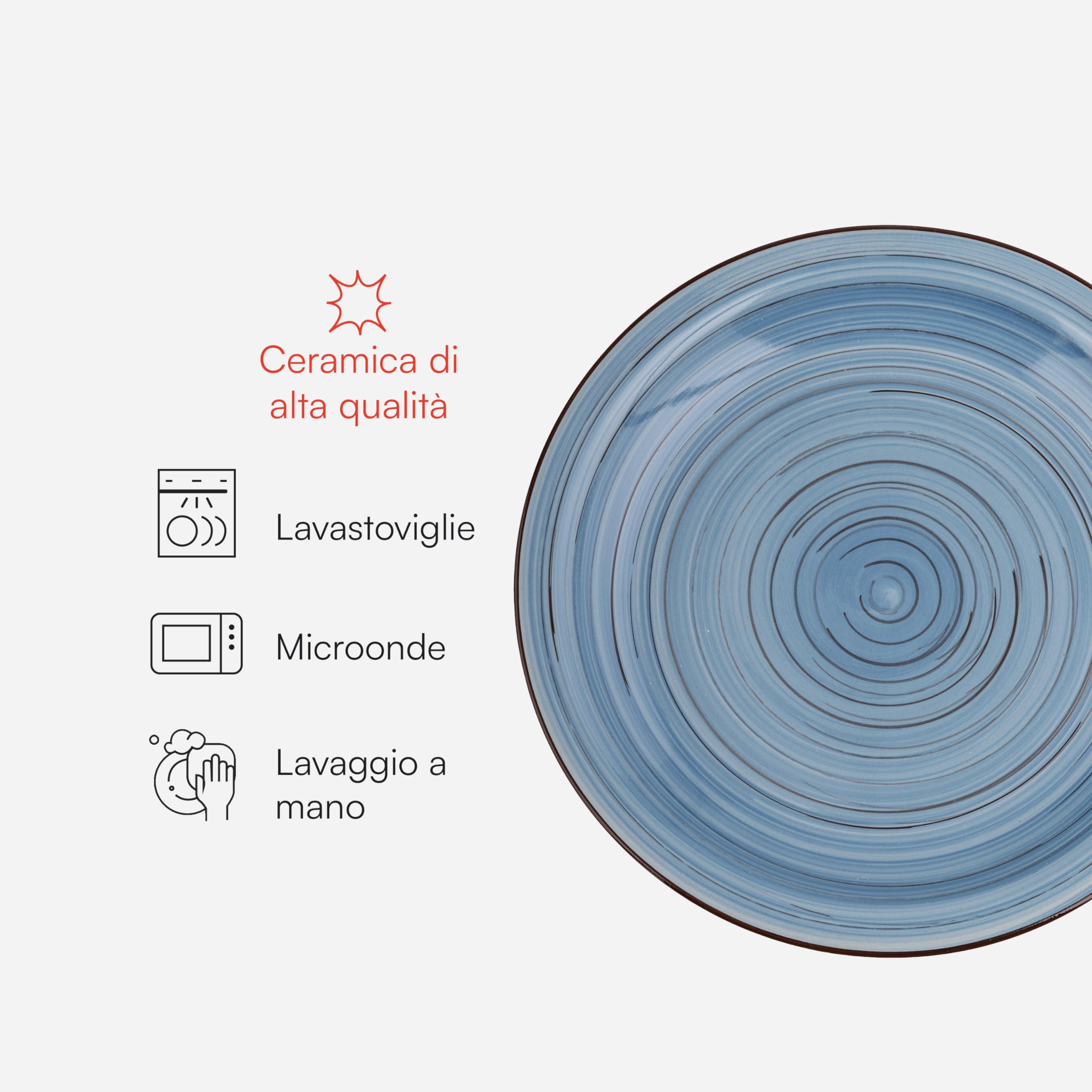 Baroni Home Servizio Piatti 18 Pezzi Ceramica Blue&Grey 6 Persone