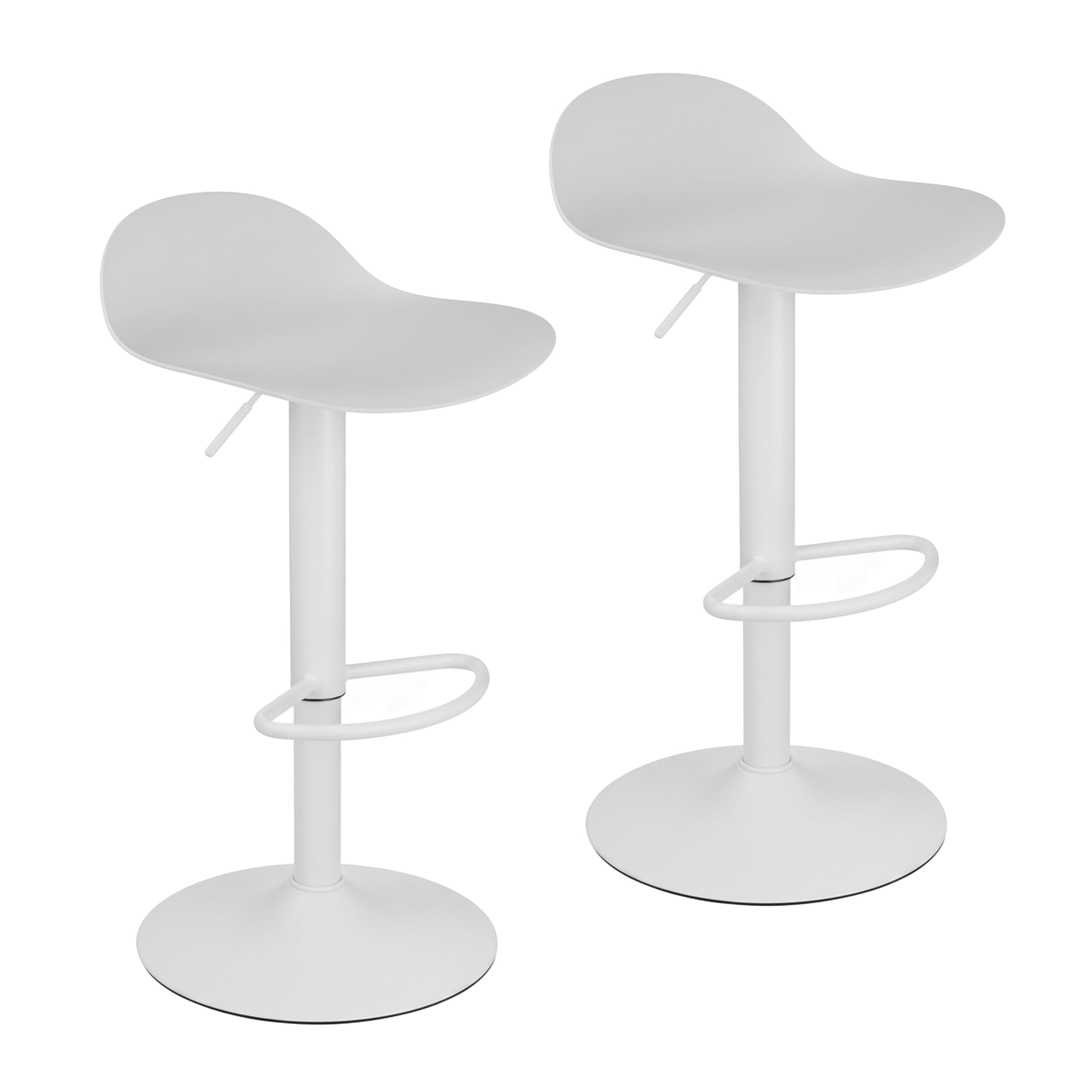 Baroni Home Set 2 Sgabelli Girevoli Bianchi Altezza Regolabile