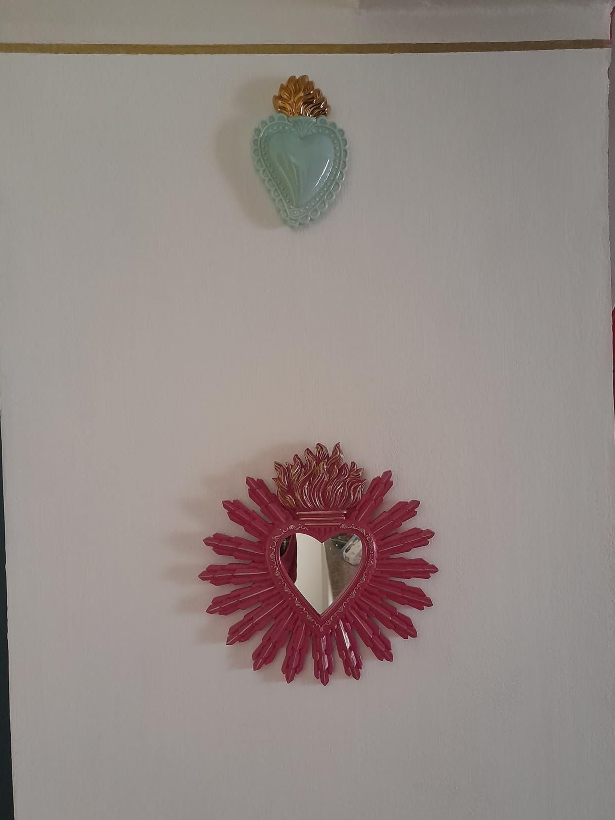 Baroni Home Ex Voto Cuore Specchio Parete Rosa resina
