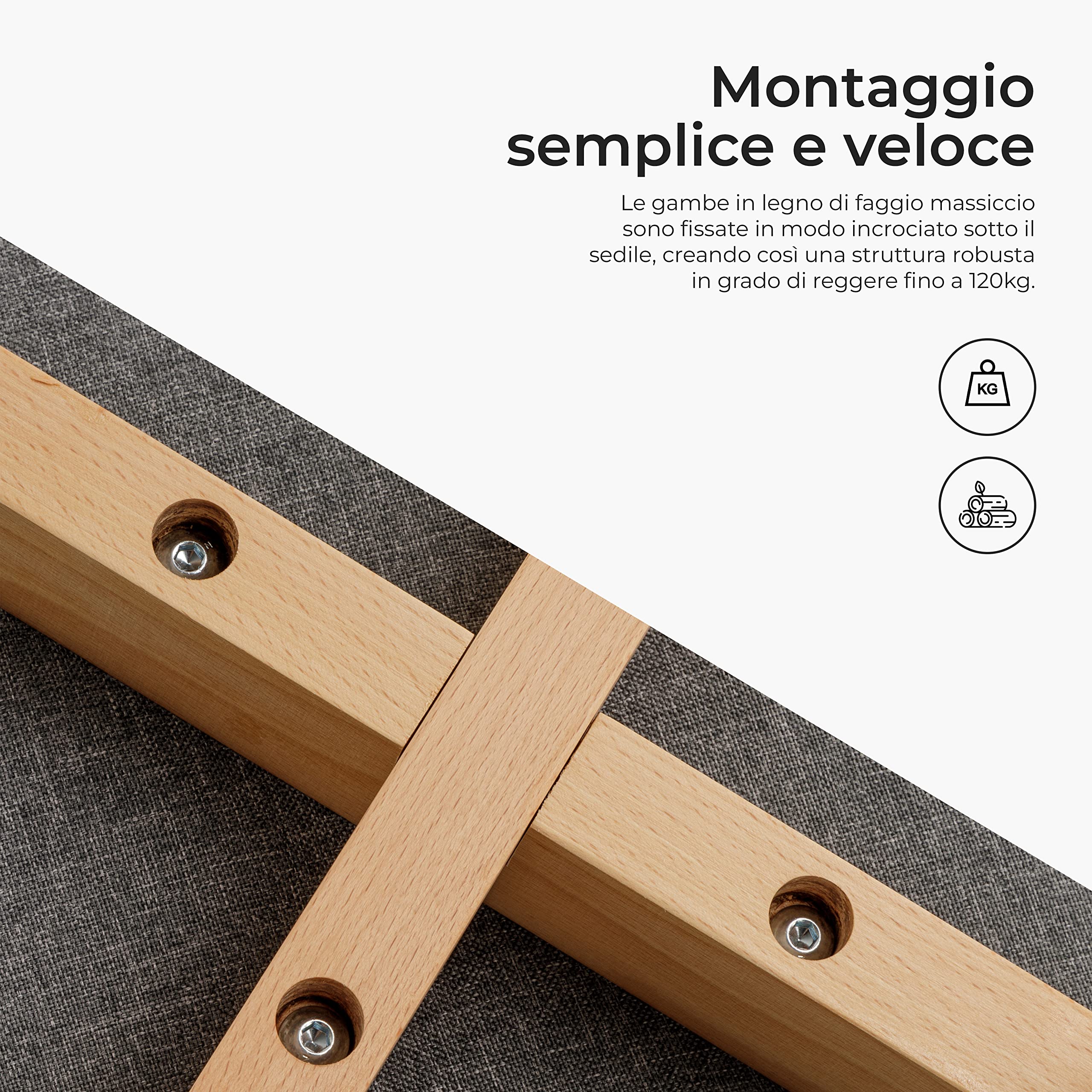 Baroni Home sedia grigia 1 pezzo gambe legno