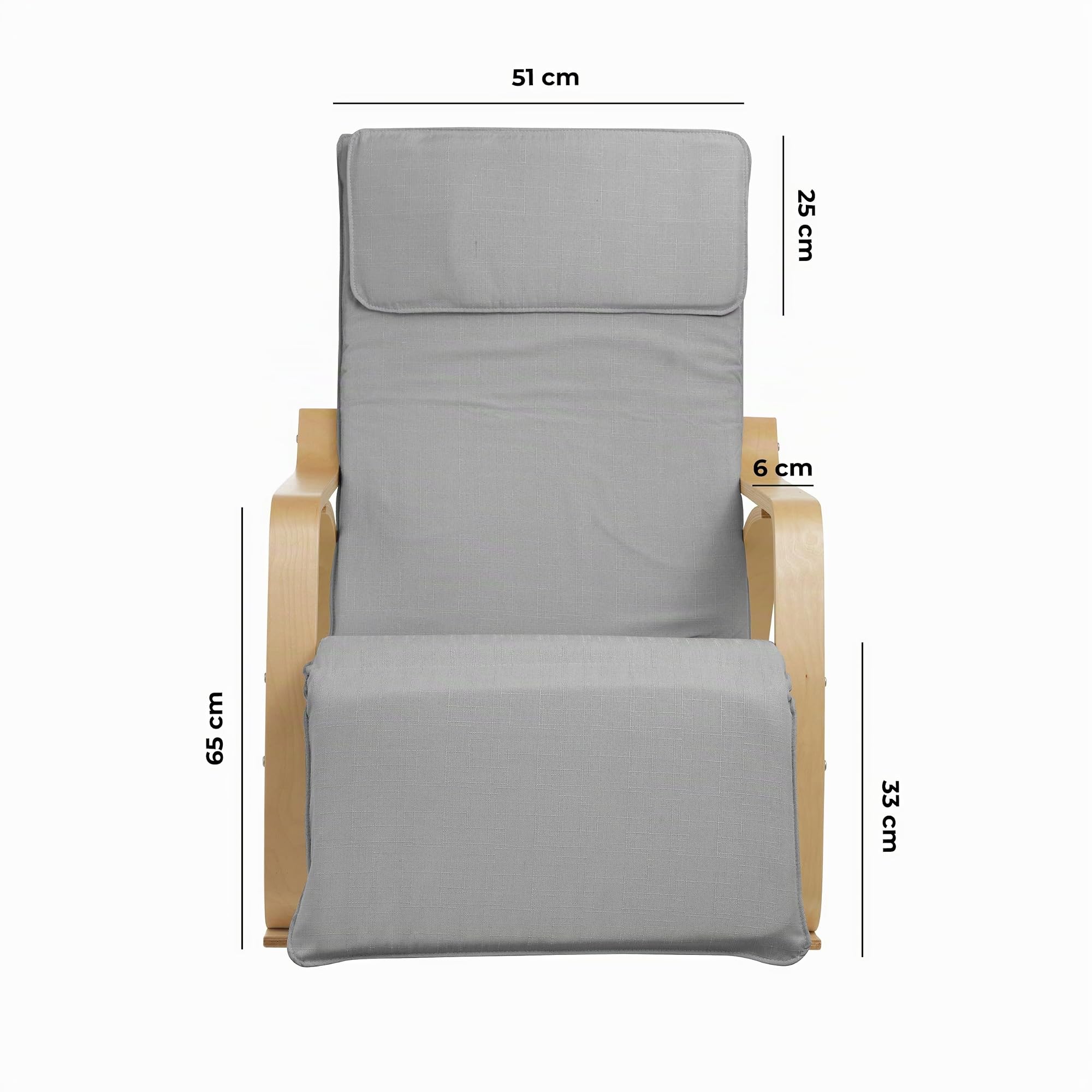 Baroni Home sedia a dondolo tessuto grigia 67x82x98 cm