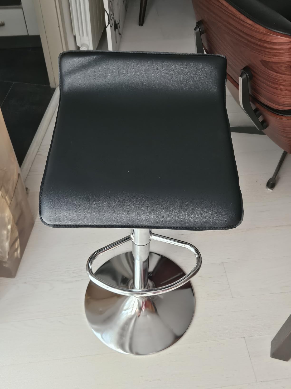 Baroni Home Set 2 Sgabelli Bar Girevoli Neri Altezza Regolabile