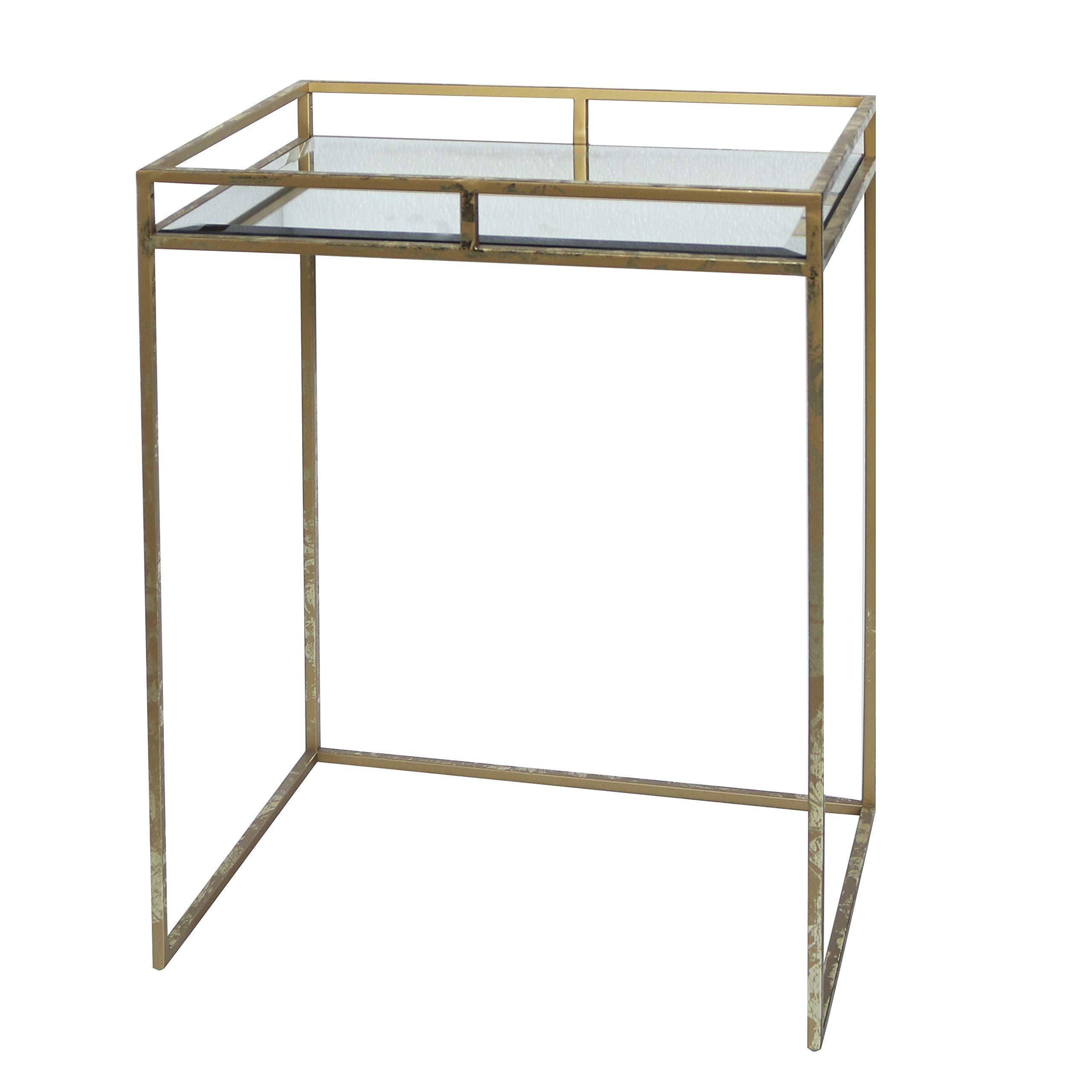 Baroni Glam Tavolino Rettangolare Vetro Oro 44x34x61 cm
