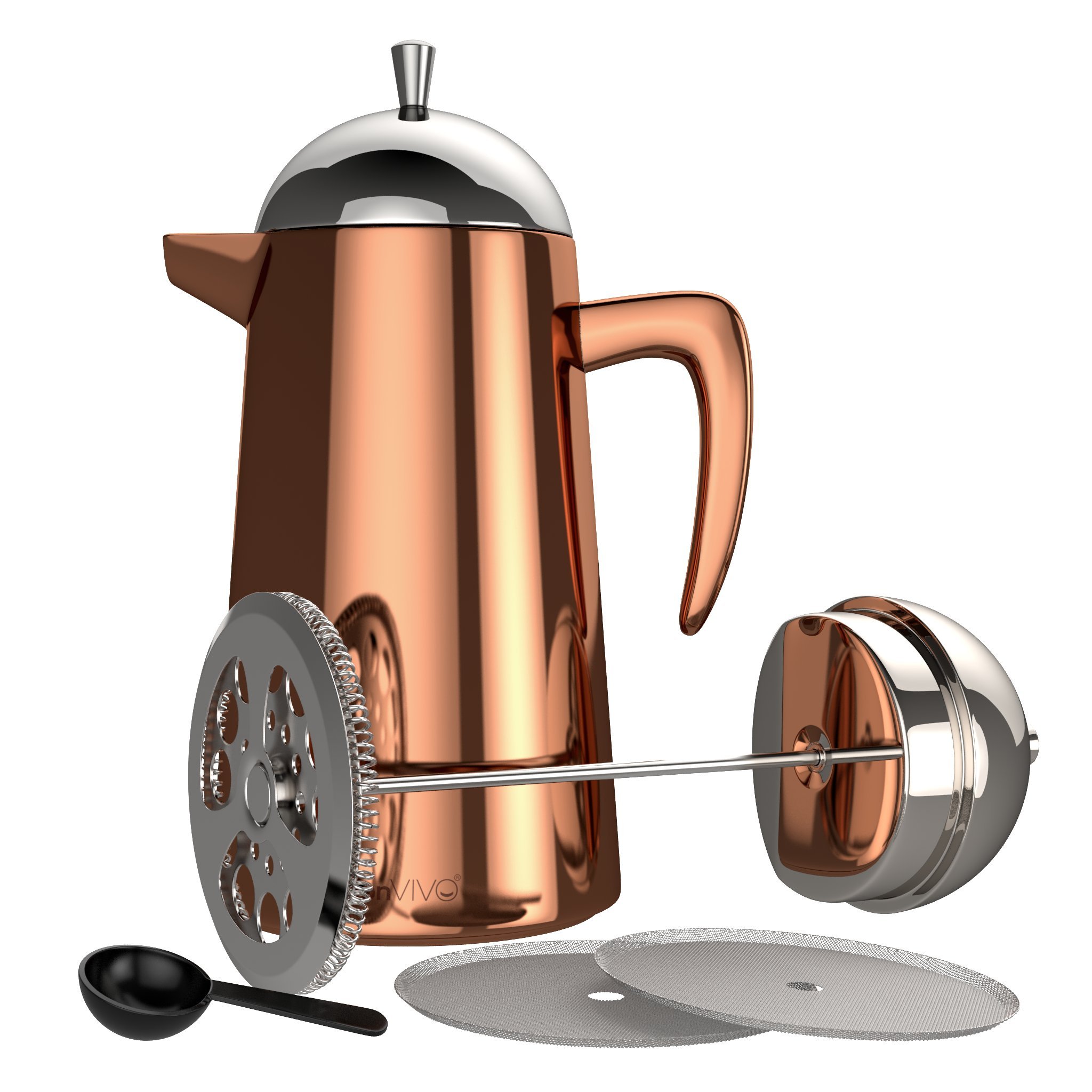 bonVIVO Aromo Caffettiera French Press 1000 ml Acciaio Inox