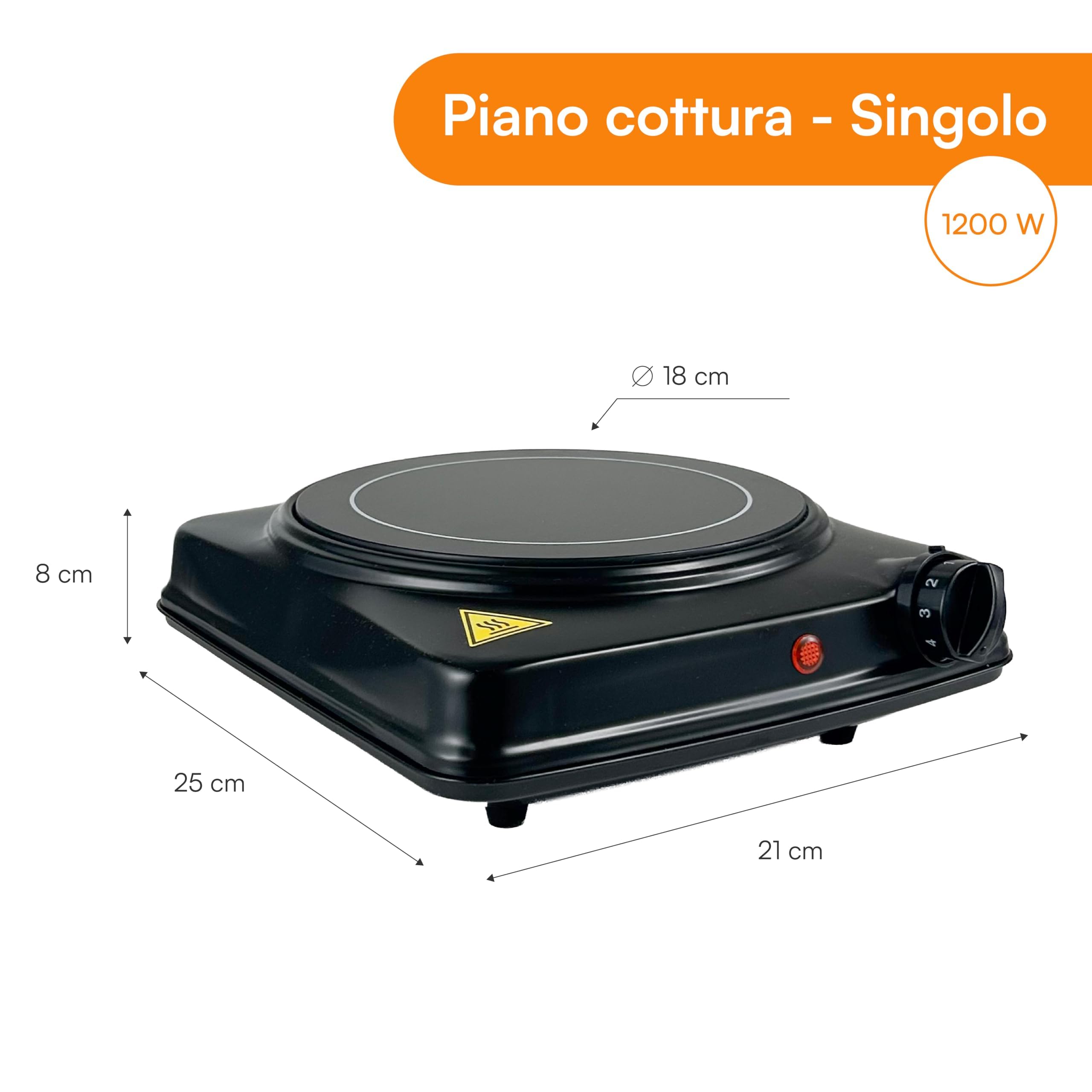 Baroni Home Piano Cottura Elettrico Ceramica 1200W 18 cm nero