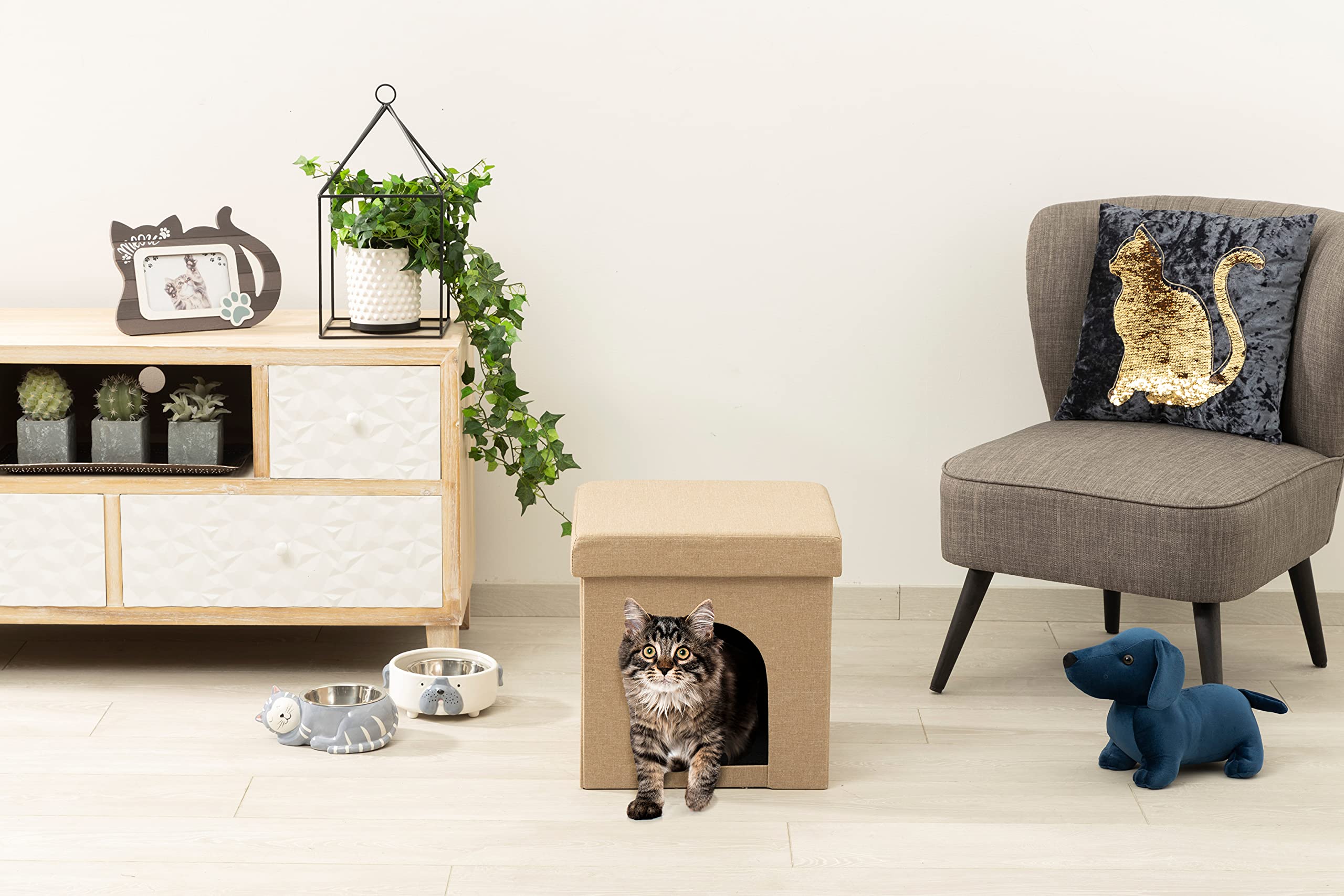 Baroni Home cuccia cane gatto tortora 38x38 cm pieghevole