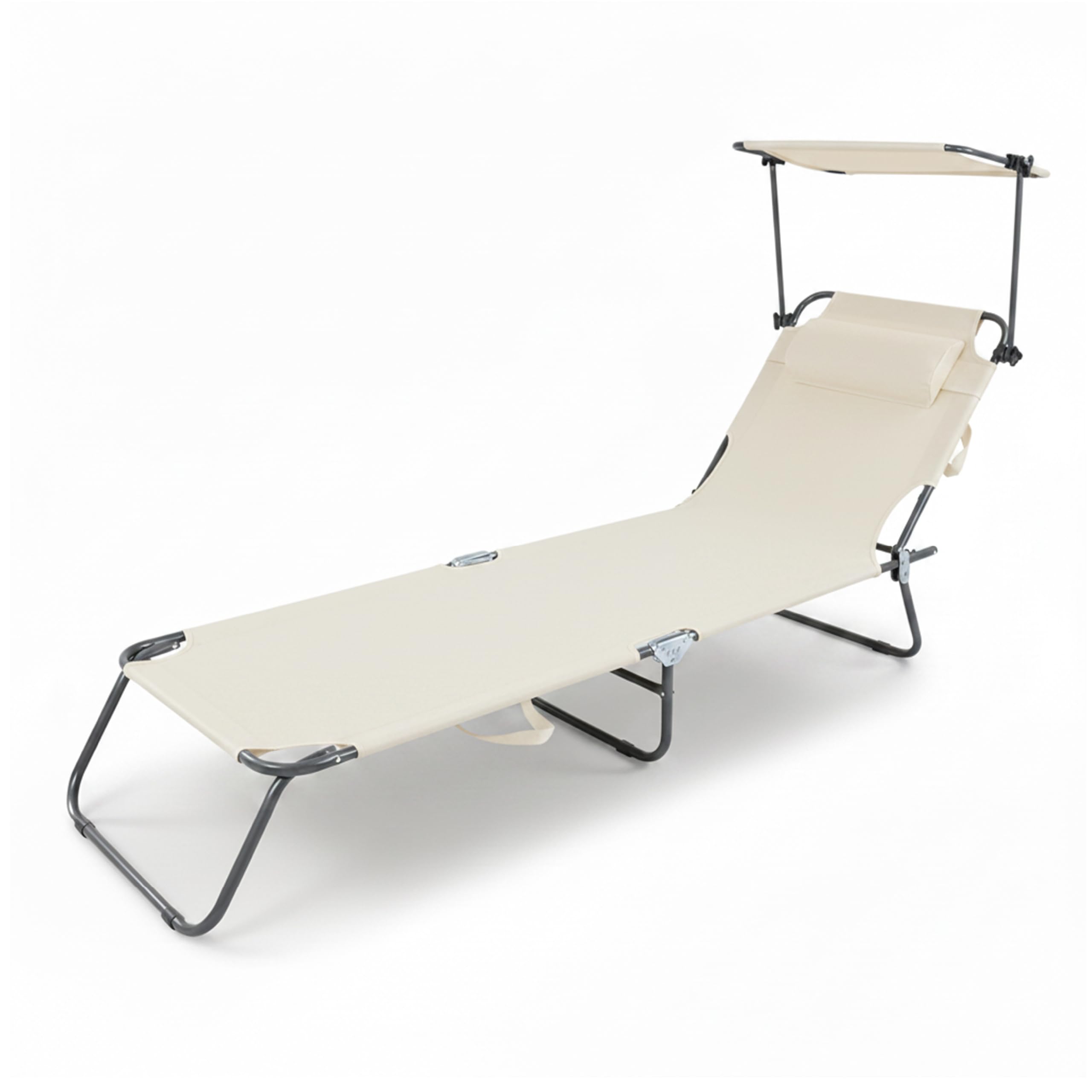 Baroni Home sdraio pieghevole panna 186x55x24 cm parasole