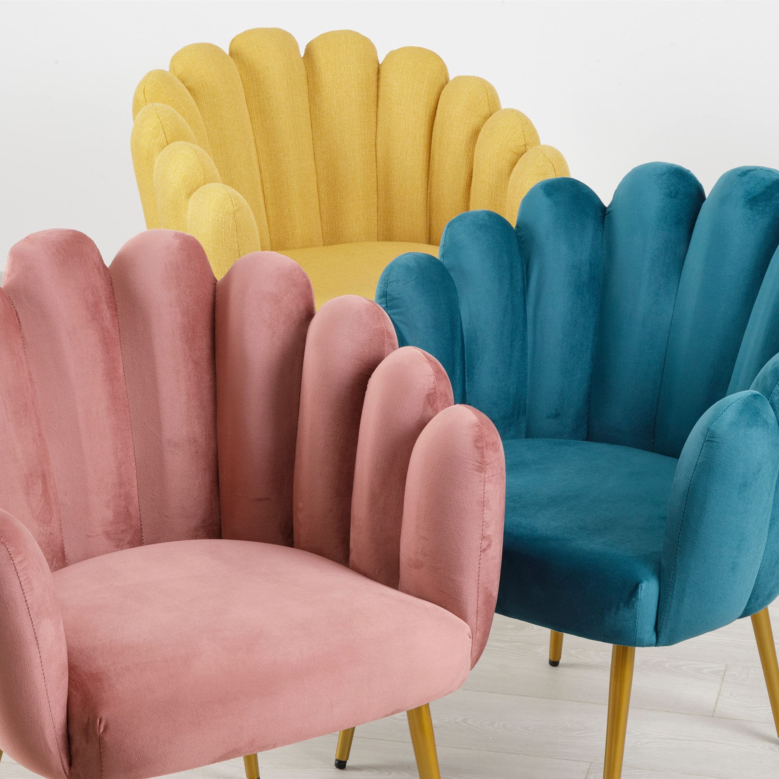 Baroni Poltrona Conchiglia Tessuto Gialla Gambe Oro 67x64cm