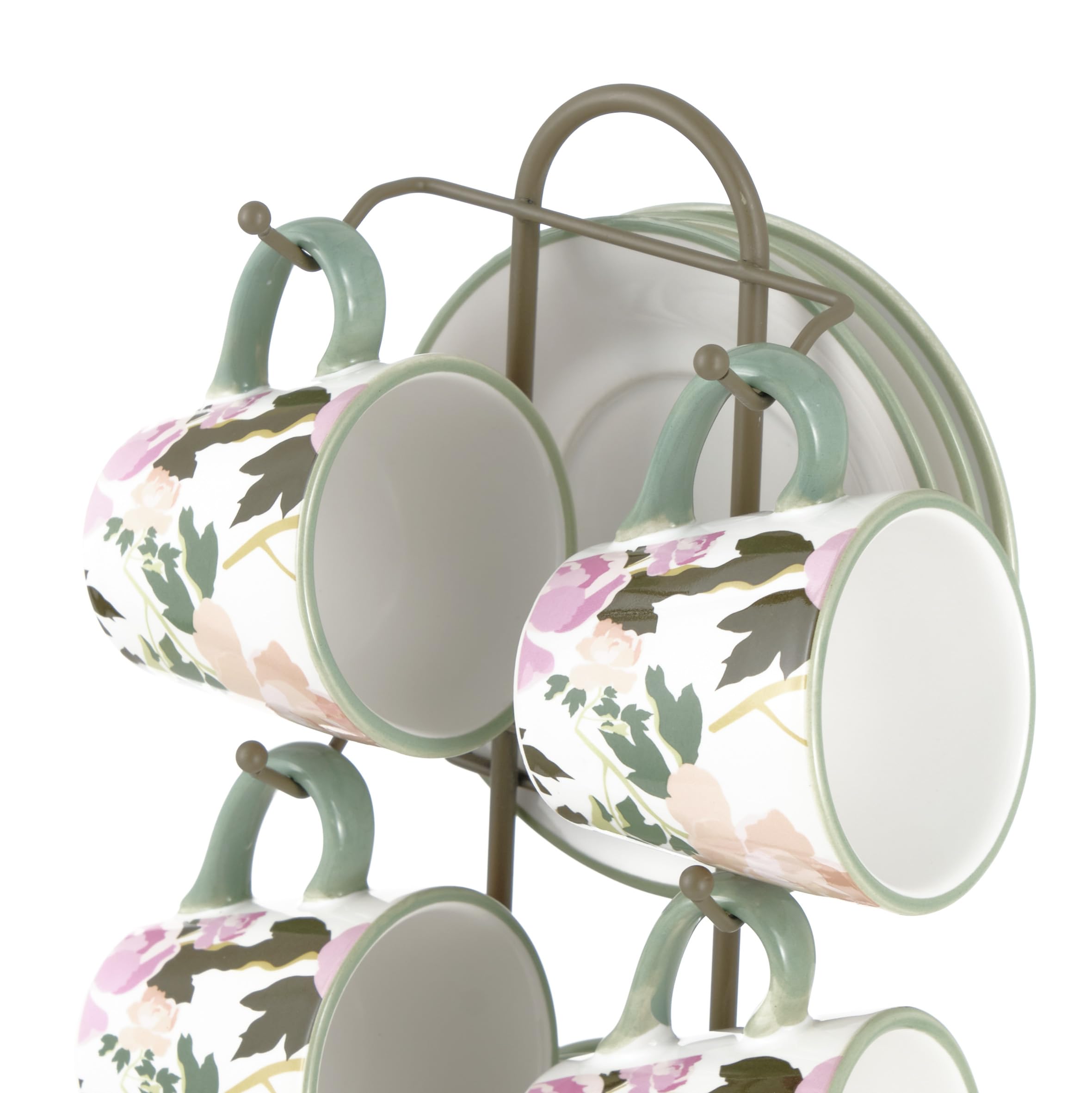 Baroni Home Rose Set Tazzine Ceramica con Stand 15x13x29 cm