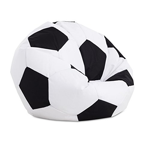 Textilhome Football Pouf Pallone Calcio 90 cm Marrone Nero