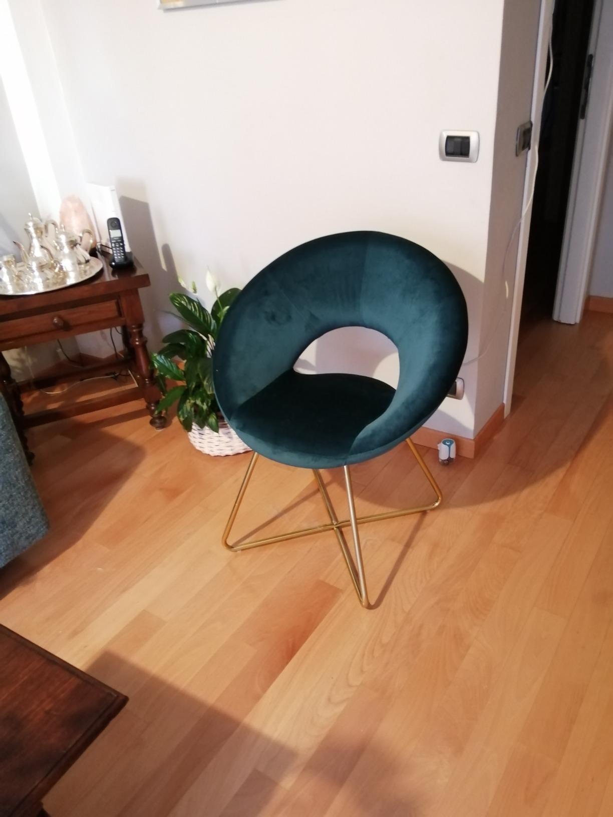Baroni Home Montemaggi poltrona velluto petrolio gambe oro