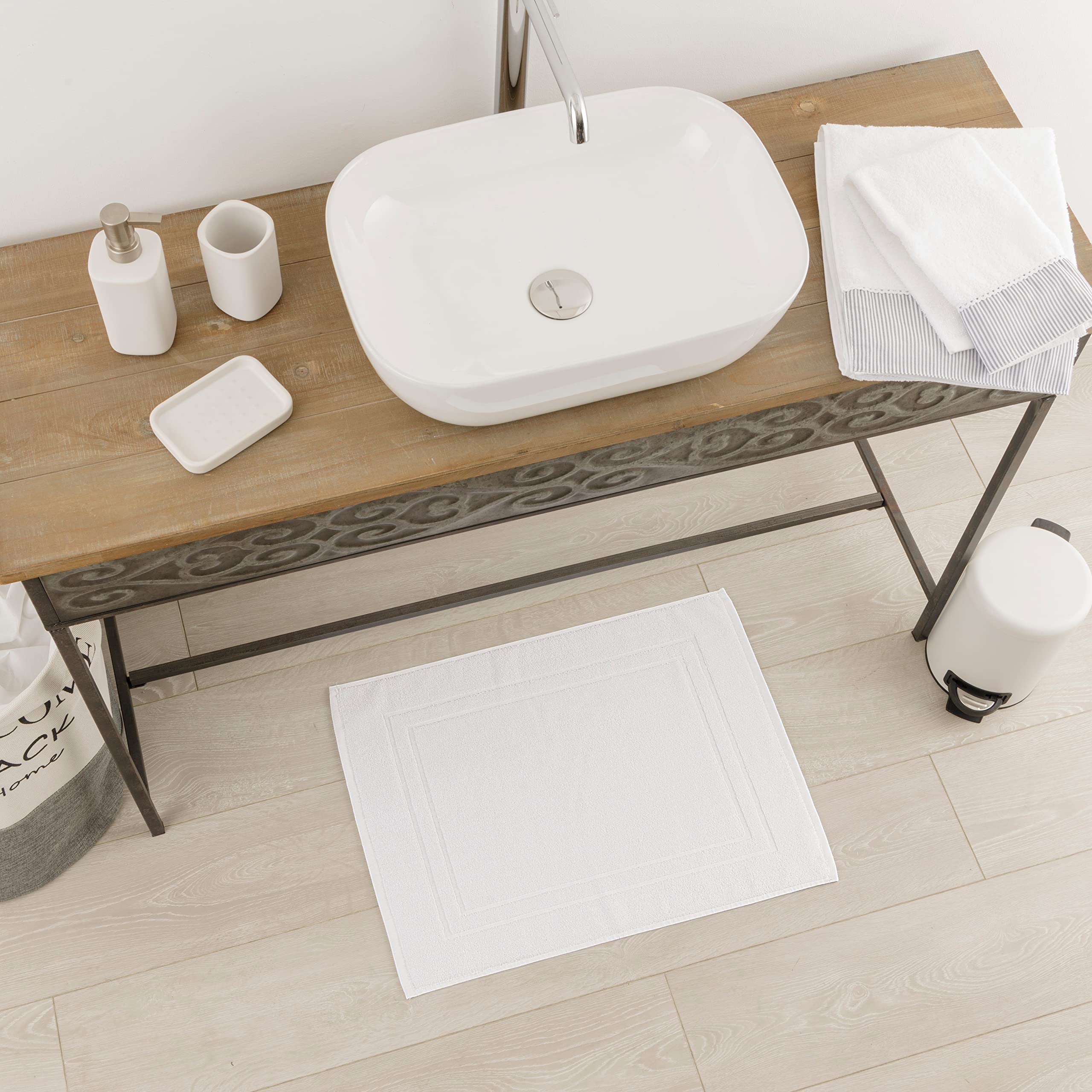 Baroni Home Tappetino Bagno Cotone Bianco 45x60 cm