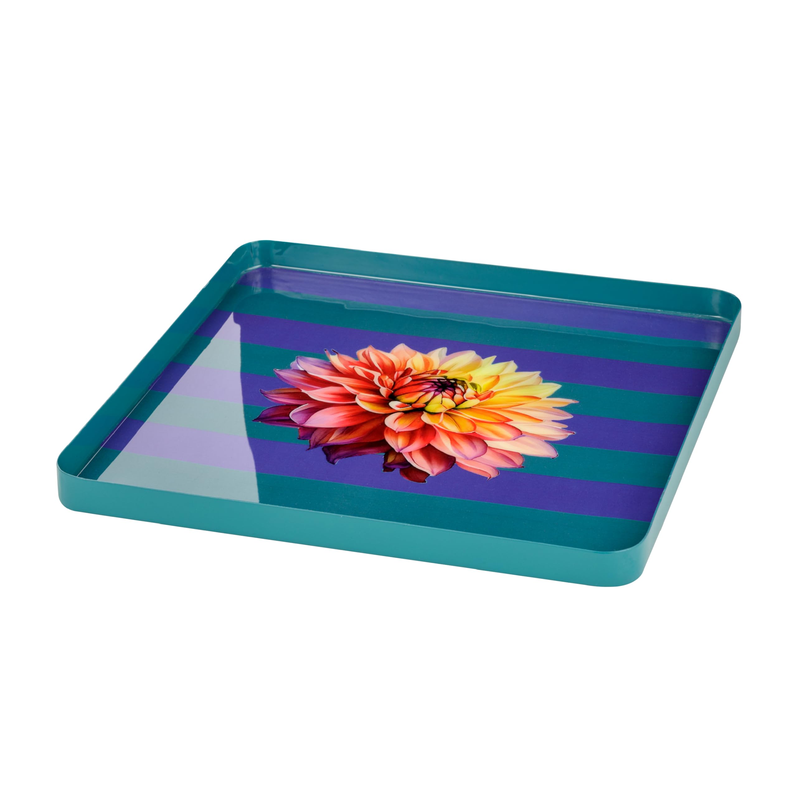 Baroni Home Vassoio Ovale Fiore Arancione in metallo 30x23 cm
