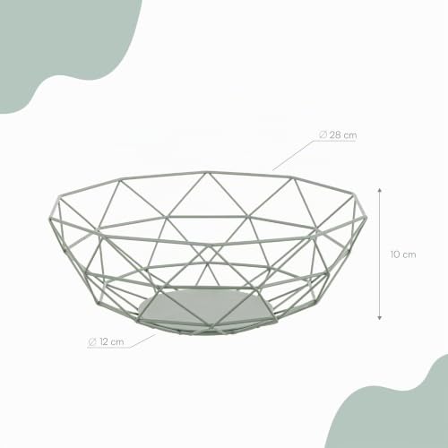 Baroni Home Salvia Cesto Portafrutta Metallo Verde 28x28x10 cm