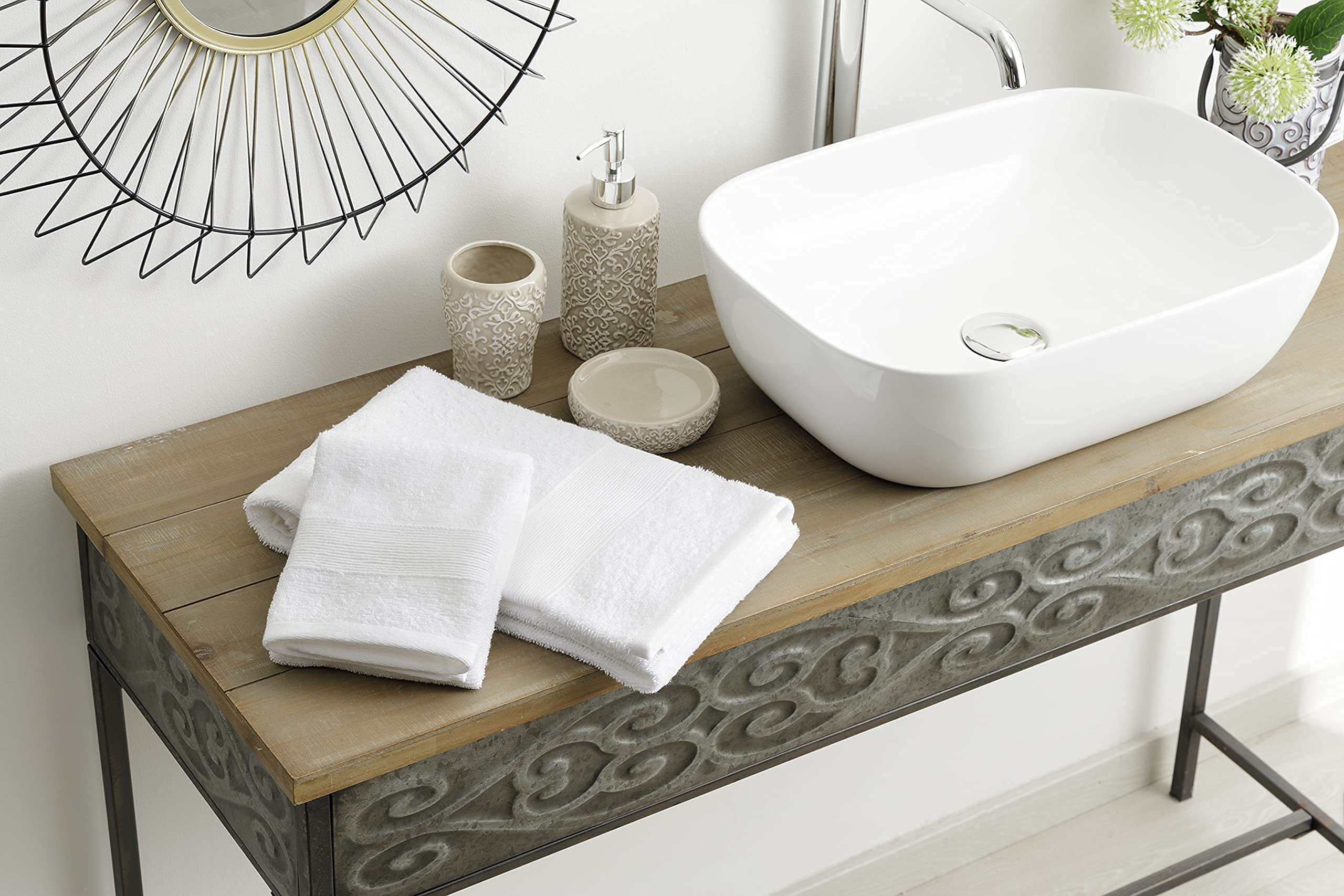 Baroni Home Set 2 Asciugamani Cotone Bianco 55x100 cm