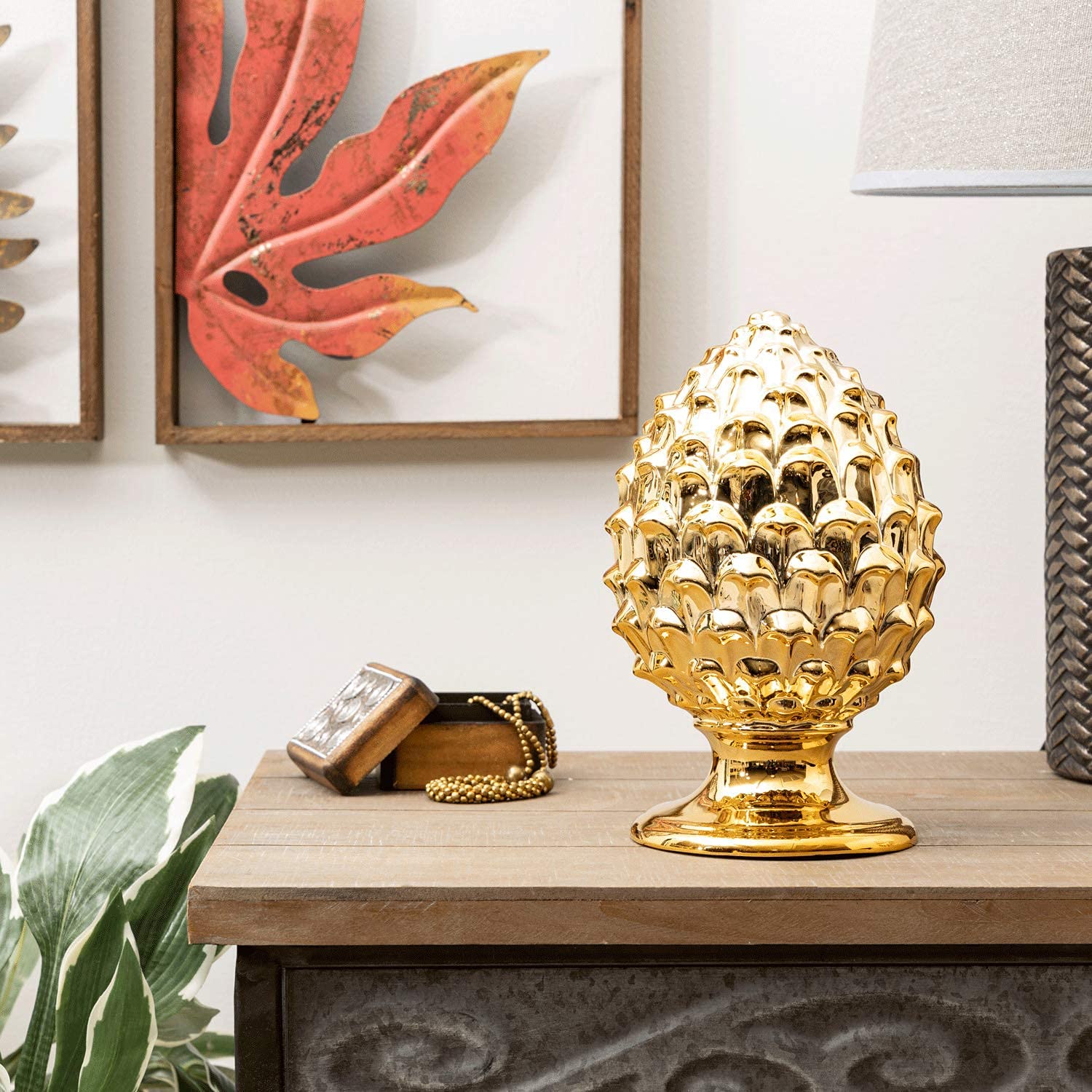 Baroni Home pigna siciliana porcellana oro L 14x14x22 cm