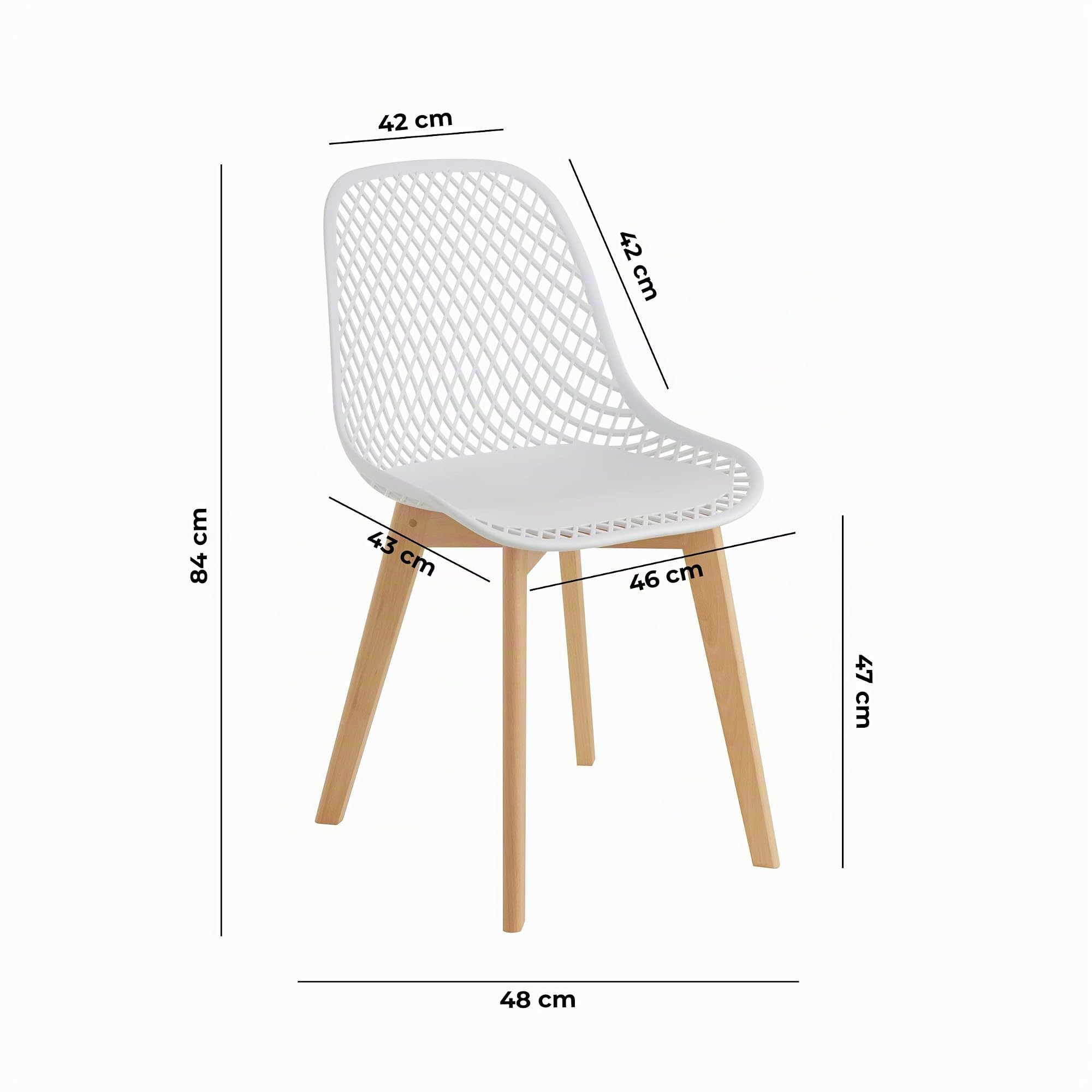 Baroni Home Sedia Moderna Bianca Gambe Legno 4 Pezzi