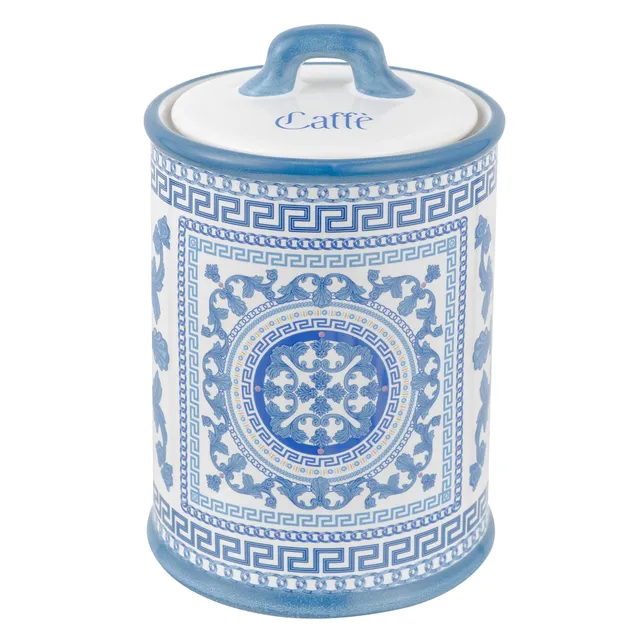 Baroni Home Maioliche Blu Pot à Café barattolo 11x11x17 cm