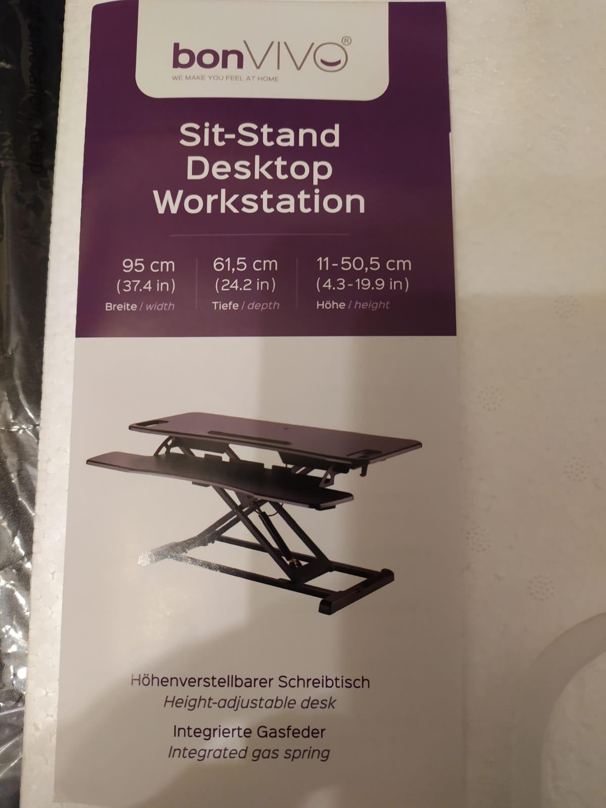 bonVIVO Scrivania Regolabile Sit Stand Nera da PC Ufficio