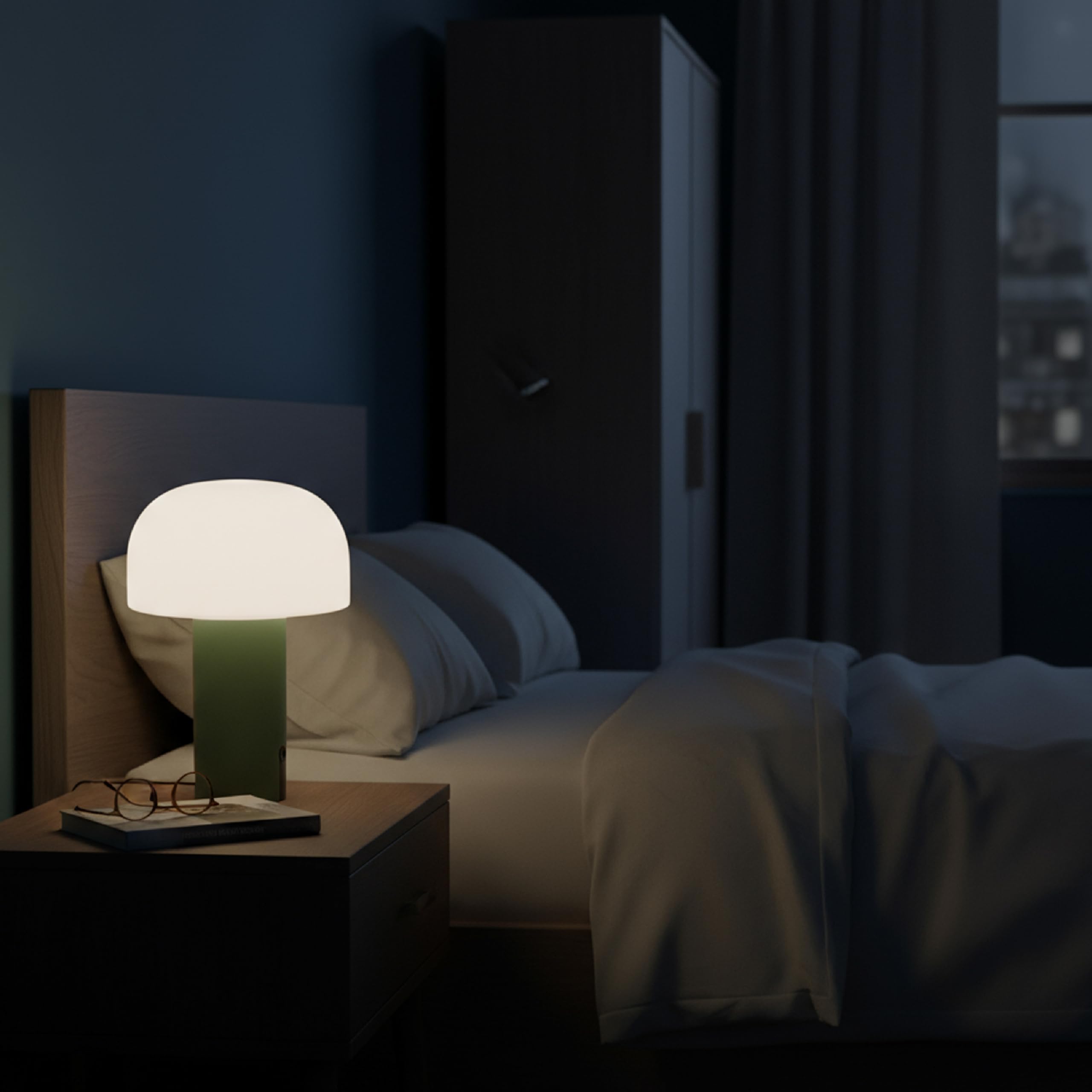 Baroni Home Lampada LED Fungo Senza Fili Verde 22 cm Ricaricabile