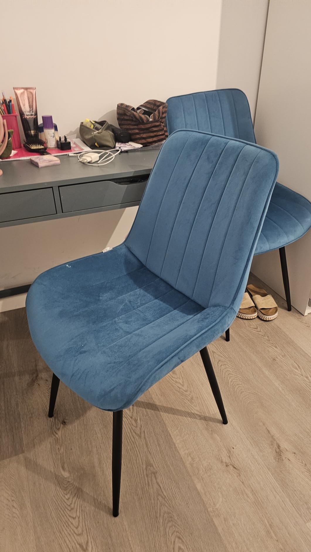 Baroni Home set 4 sedie velluto blu petrolio 53x86 cm
