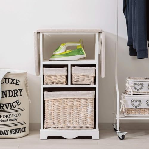Baroni Home Mobile da Stiro Bianco 3 Cesti 54x36x86 cm