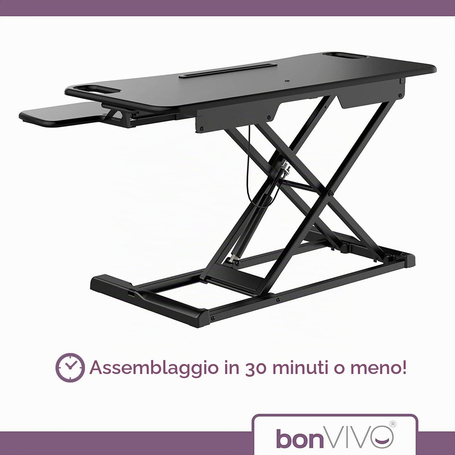 bonVIVO Scrivania Regolabile Sit Stand Nera da PC Ufficio
