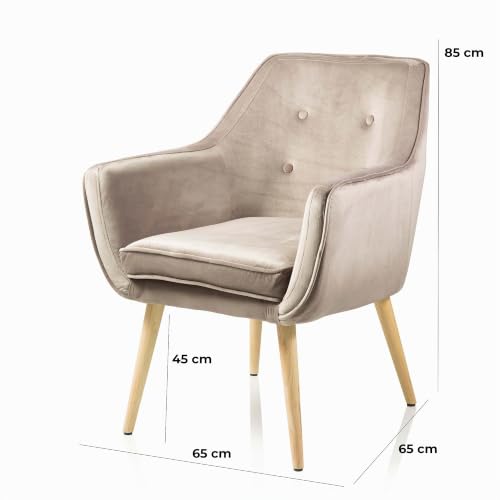Baroni Montemaggi Poltrona Velluto Gambe Legno 65x65x85 cm