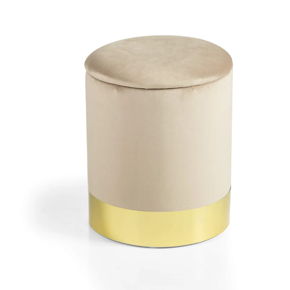 Baroni Home Pouf Contenitore Velluto Nocciola 31x31x39 cm
