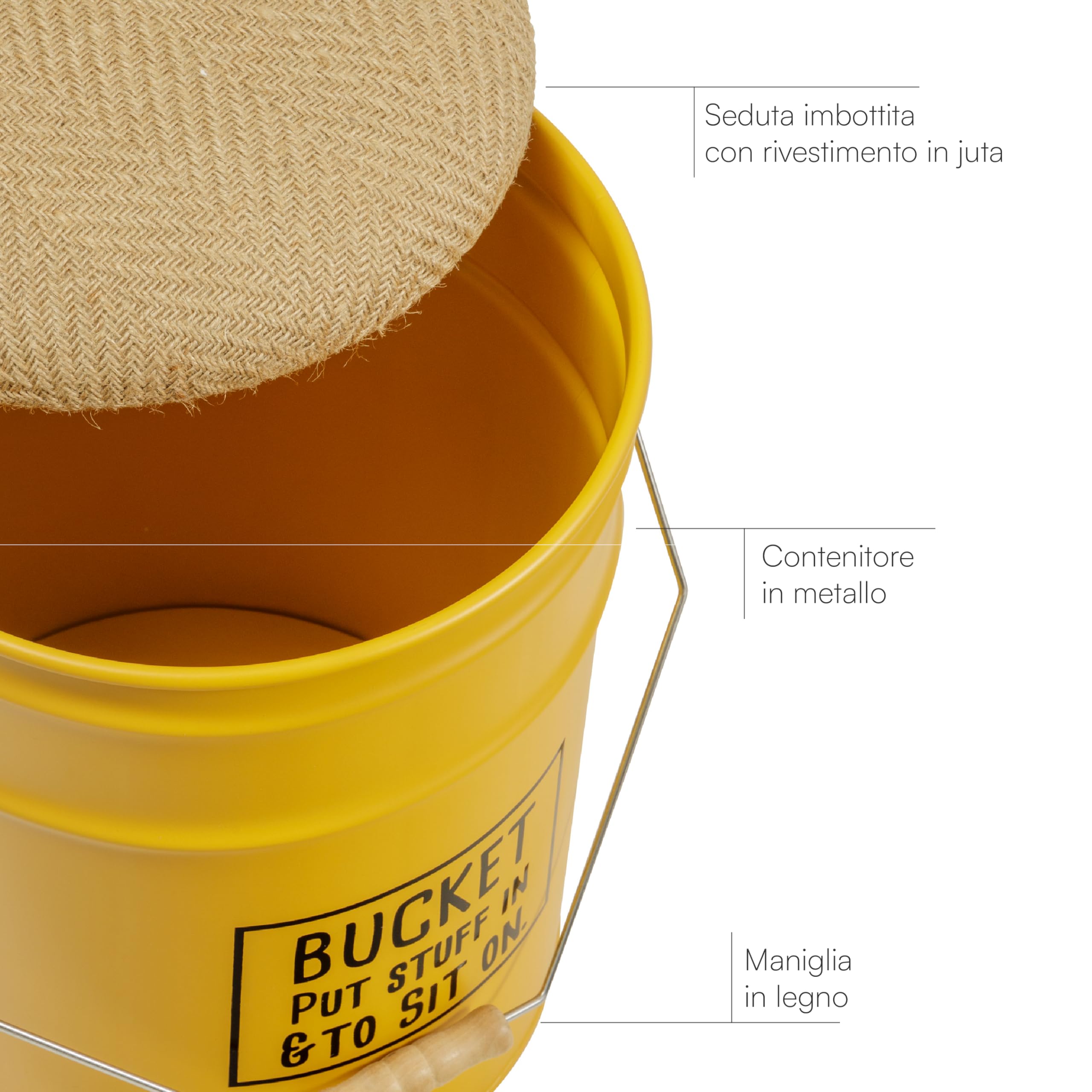 Baroni Home pouf contenitore giallo juta 40x31 cm