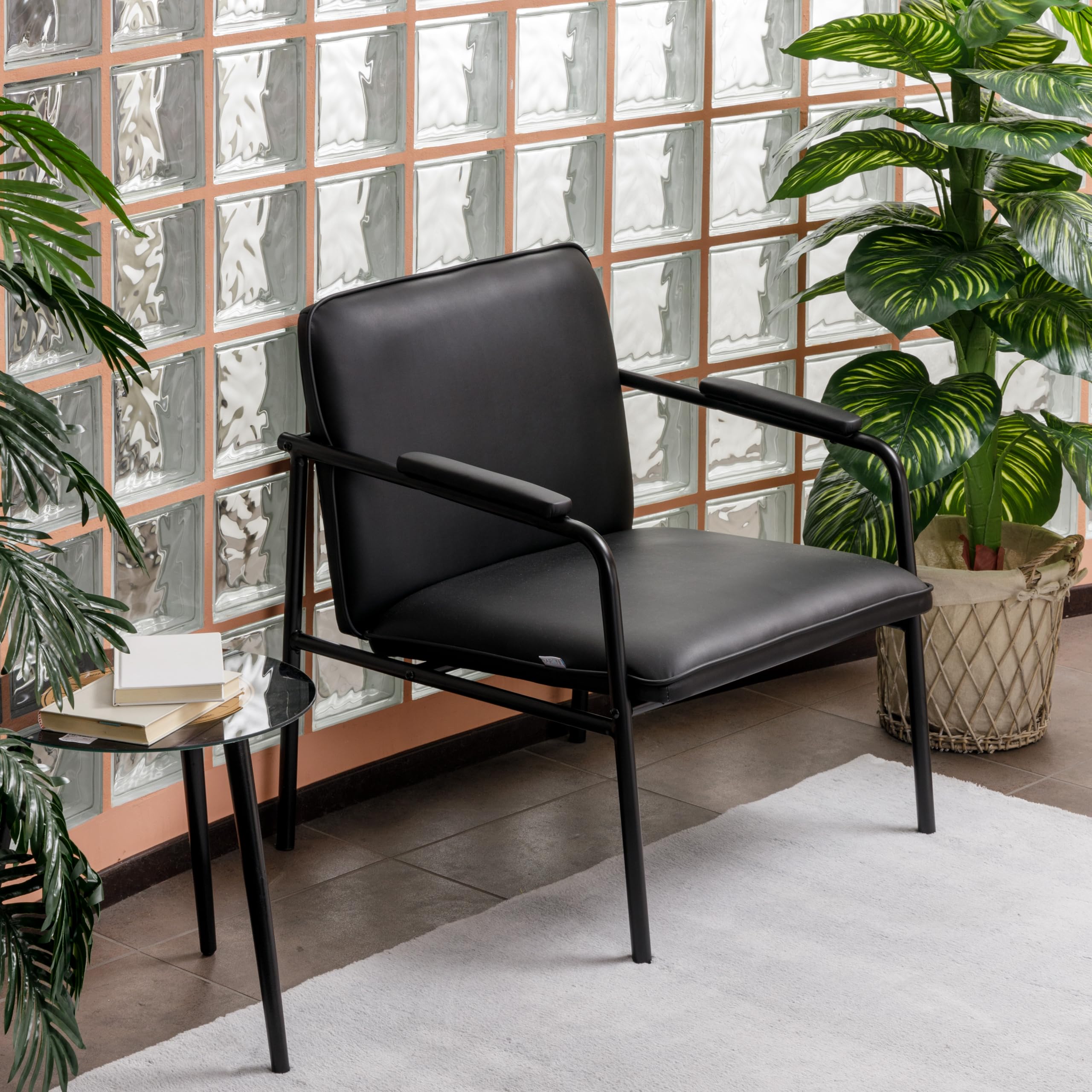 Baroni Home poltrona in ecopelle nera 78x59x64 cm