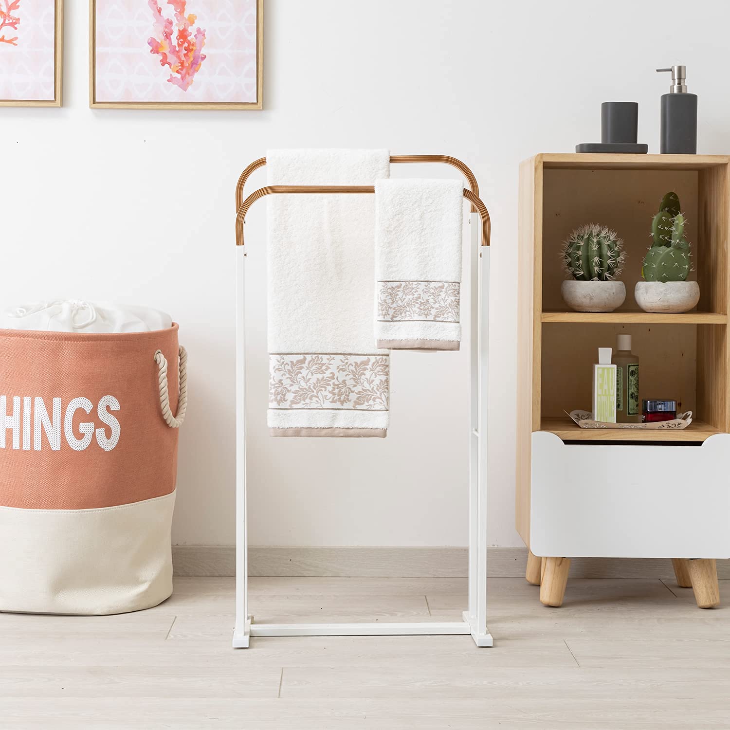 Baroni Home Balze Damascate set 2 asciugamani bianco cotone