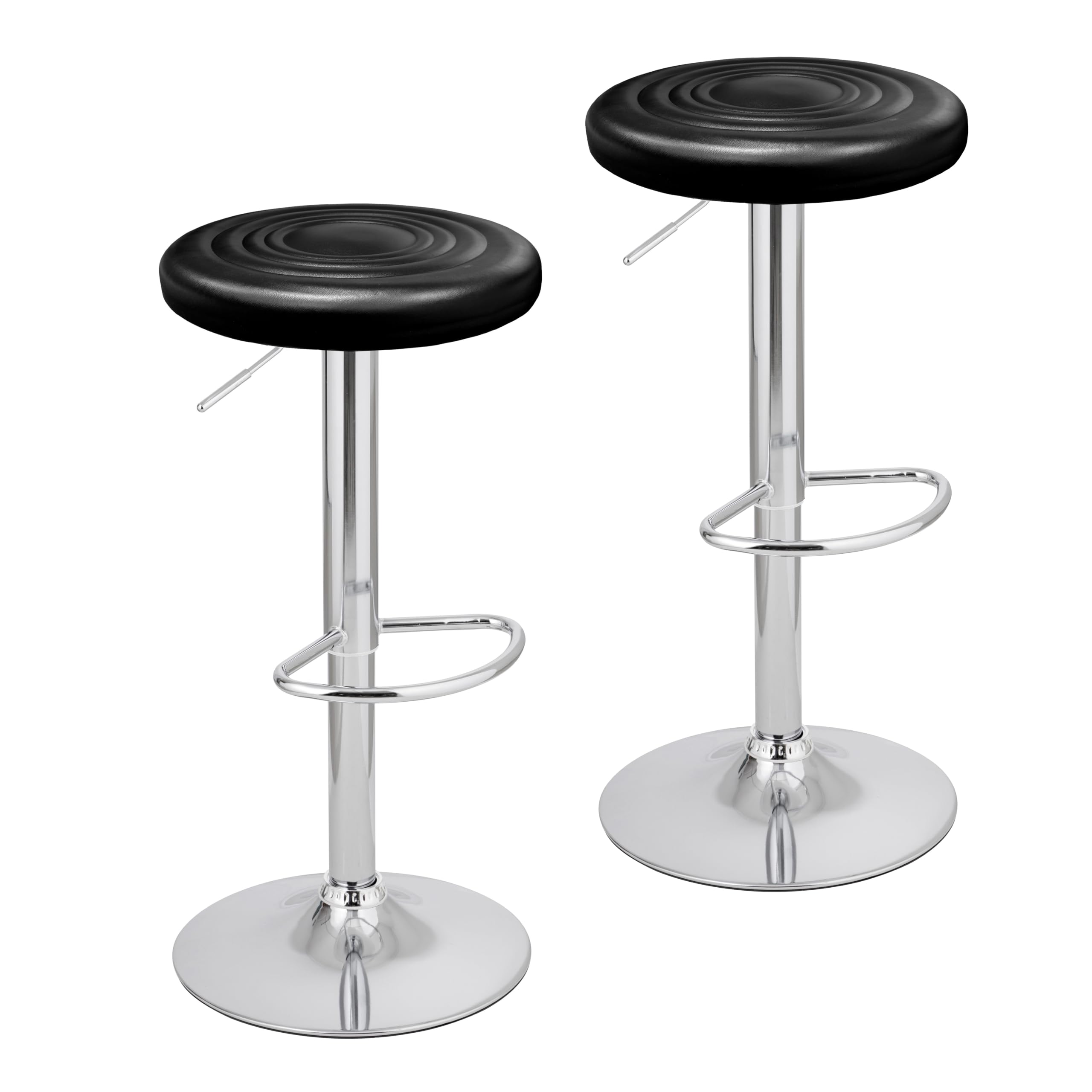 Baroni Home Sgabello Girevole Bianco 1 Pezzo Regolabile Ecopelle