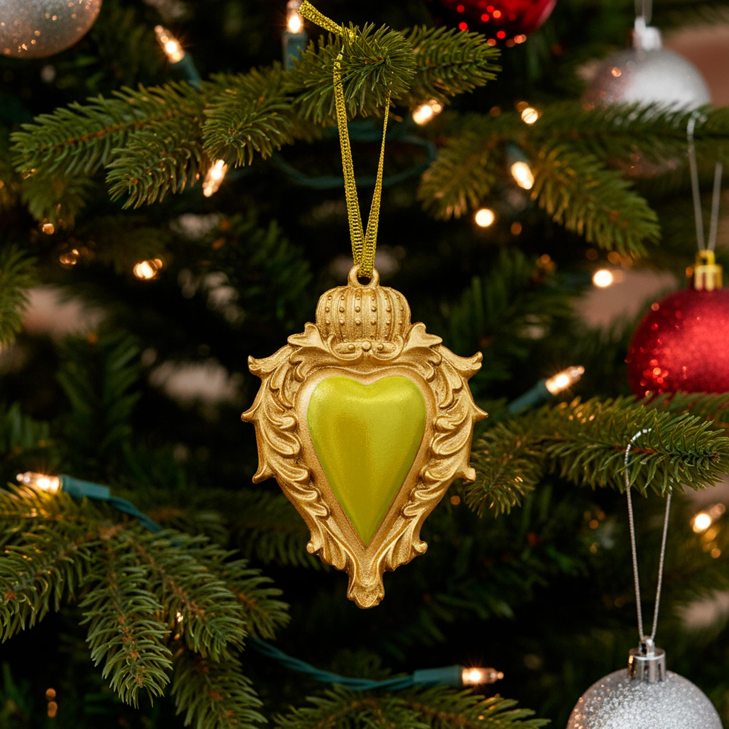 Baroni Home Sacro Cuore Ex Voto pendenti resina giallo set 3