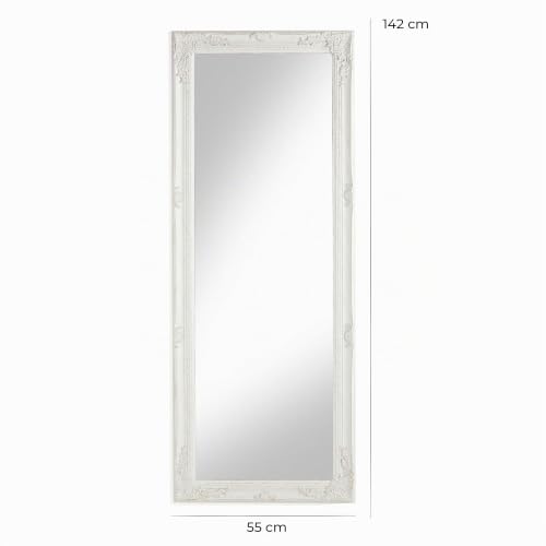 Baroni specchio da parete rettangolare 55x142 cm bianco anticato