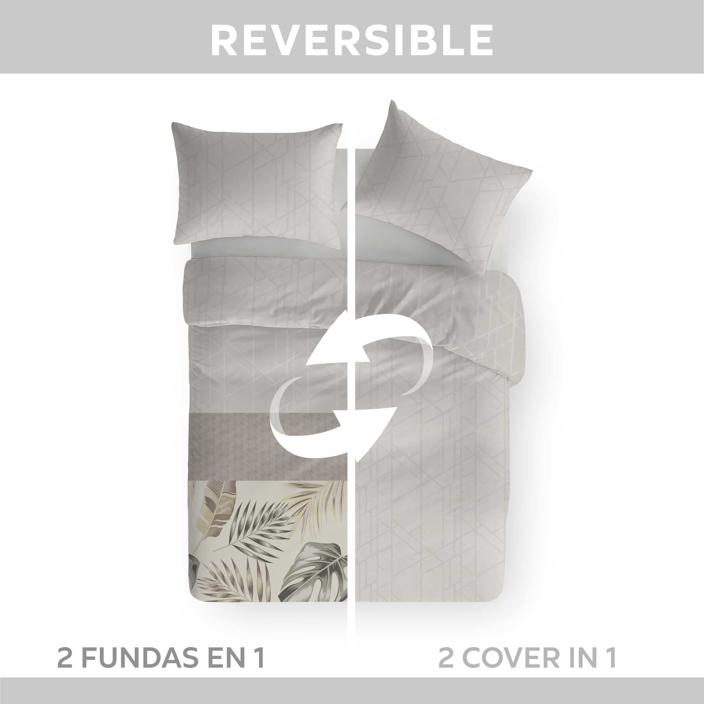 Textilhome Copripiumino Matrimoniale Grigio 260x240 cm Reversibile