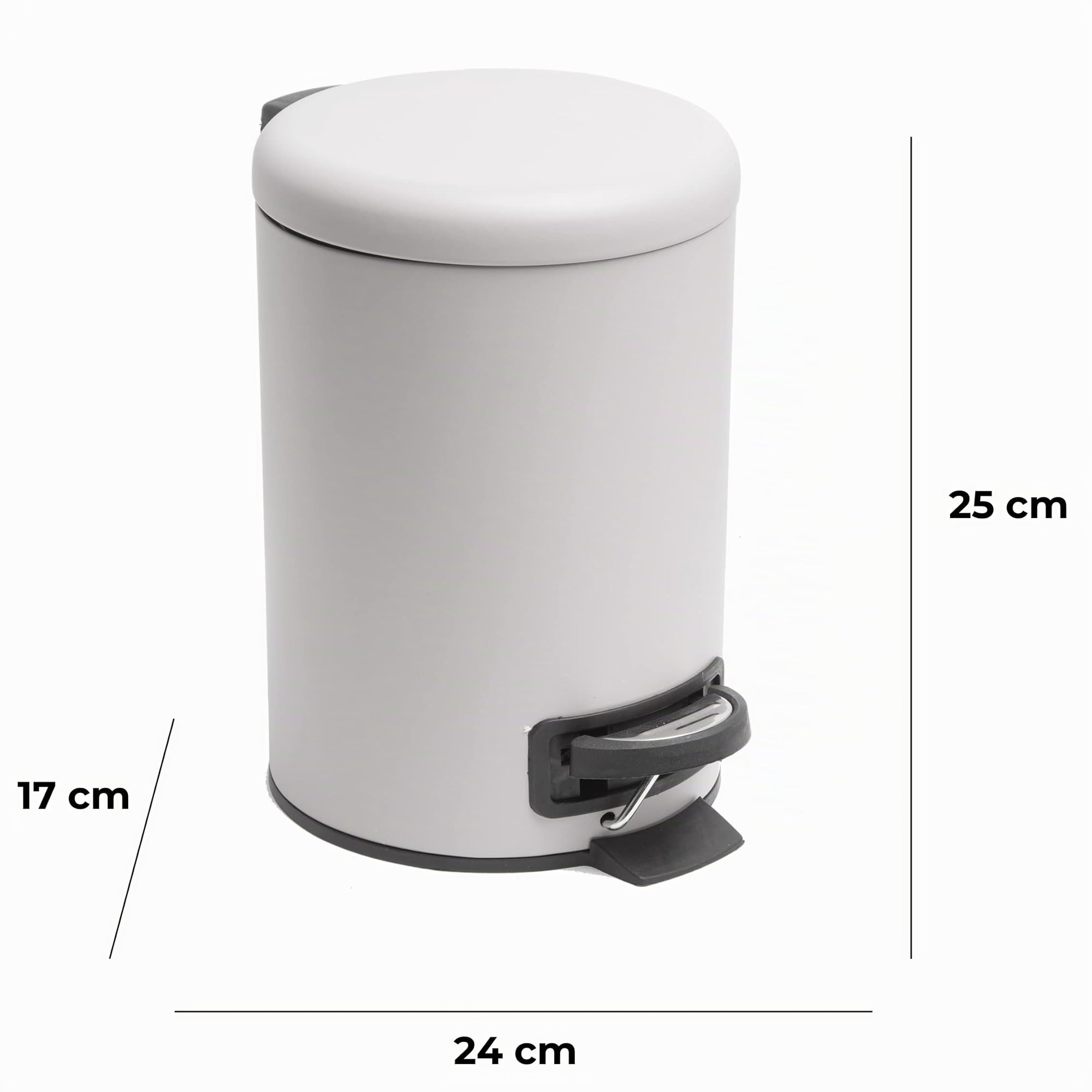 Baroni Home pattumiera bagno ceramica bianca 24x17x25 cm