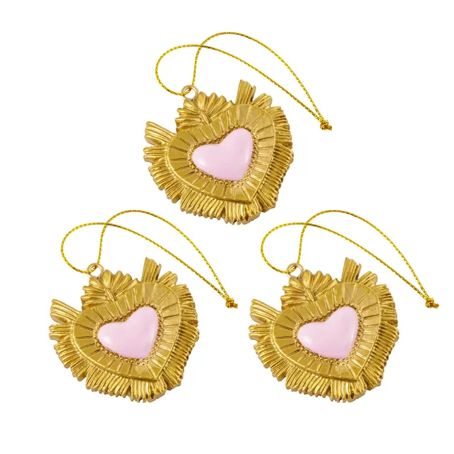Baroni Home Sacro Cuore set 3 pendenti rosa resina