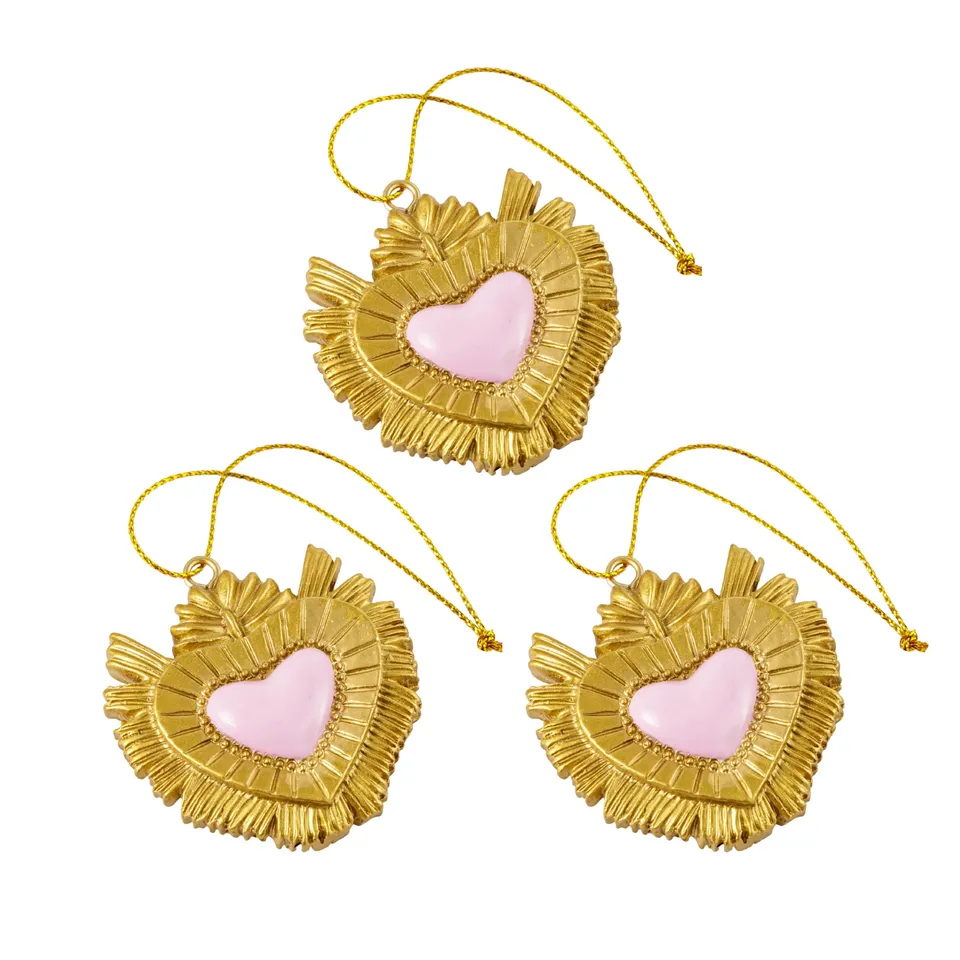 Baroni Home Sacro Cuore set 3 pendenti rosa resina
