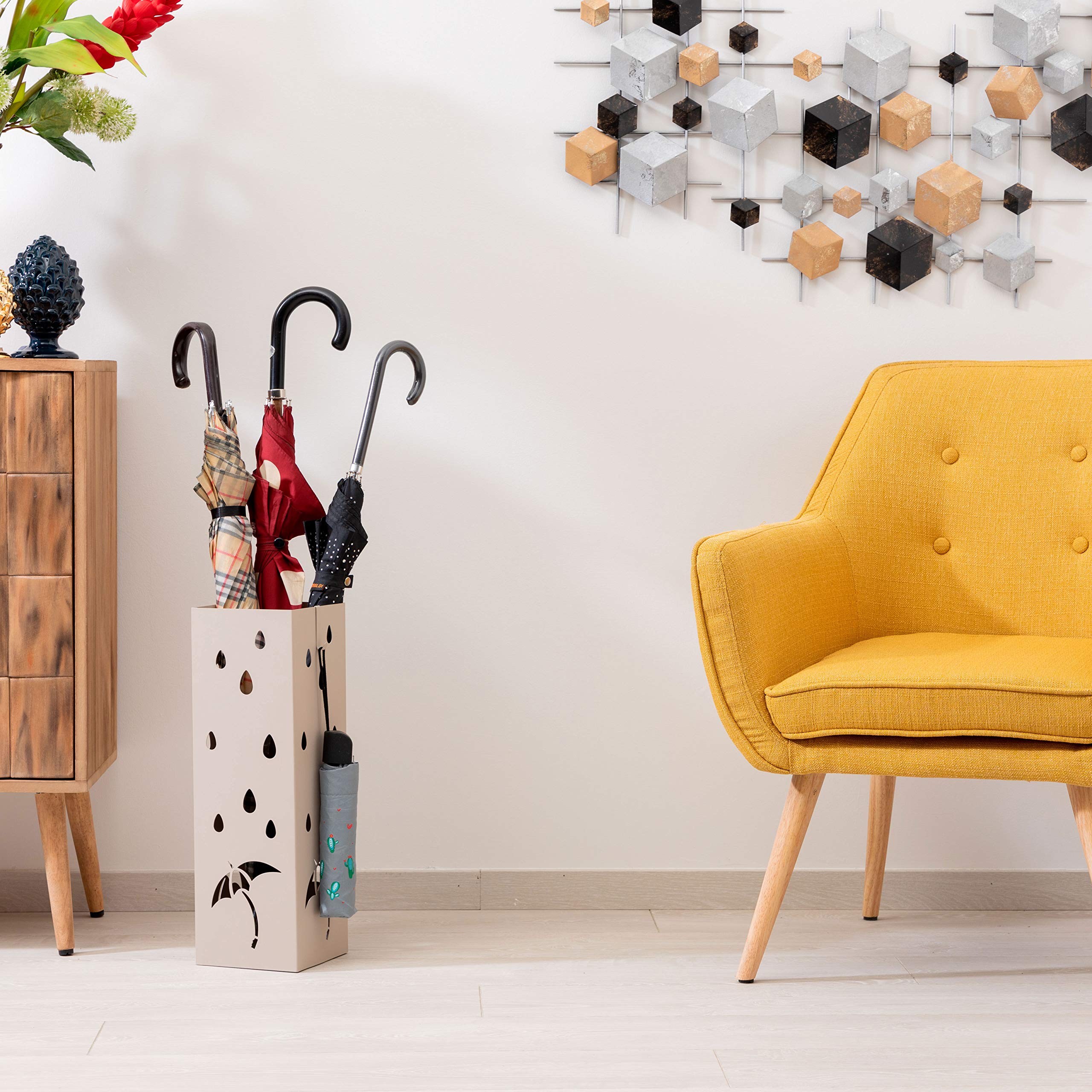 Baroni Home portaombrelli metallo tortora 15,5x15x49 cm