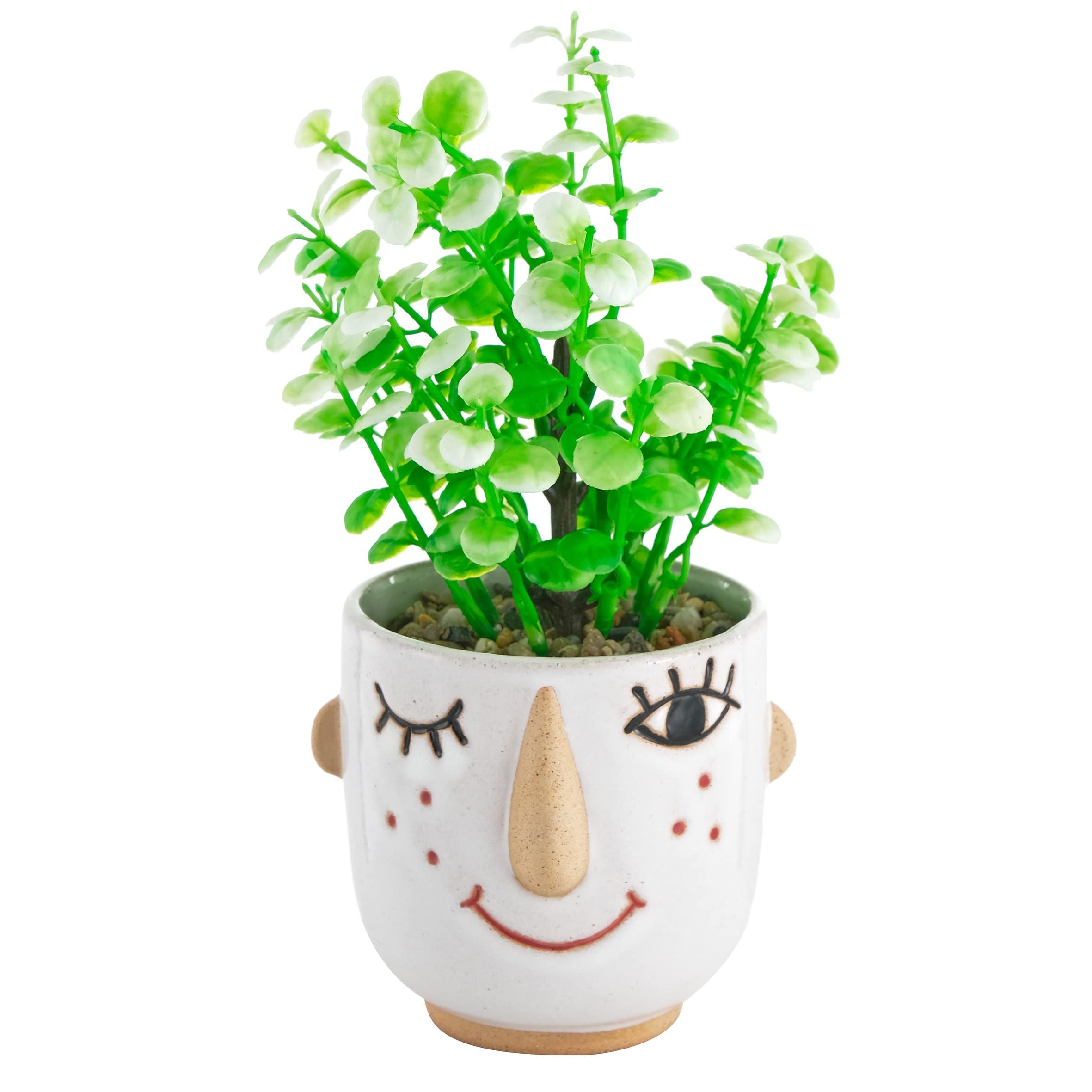 Baroni Home vaso ceramica volto occhiolino 25 cm dipinto mano