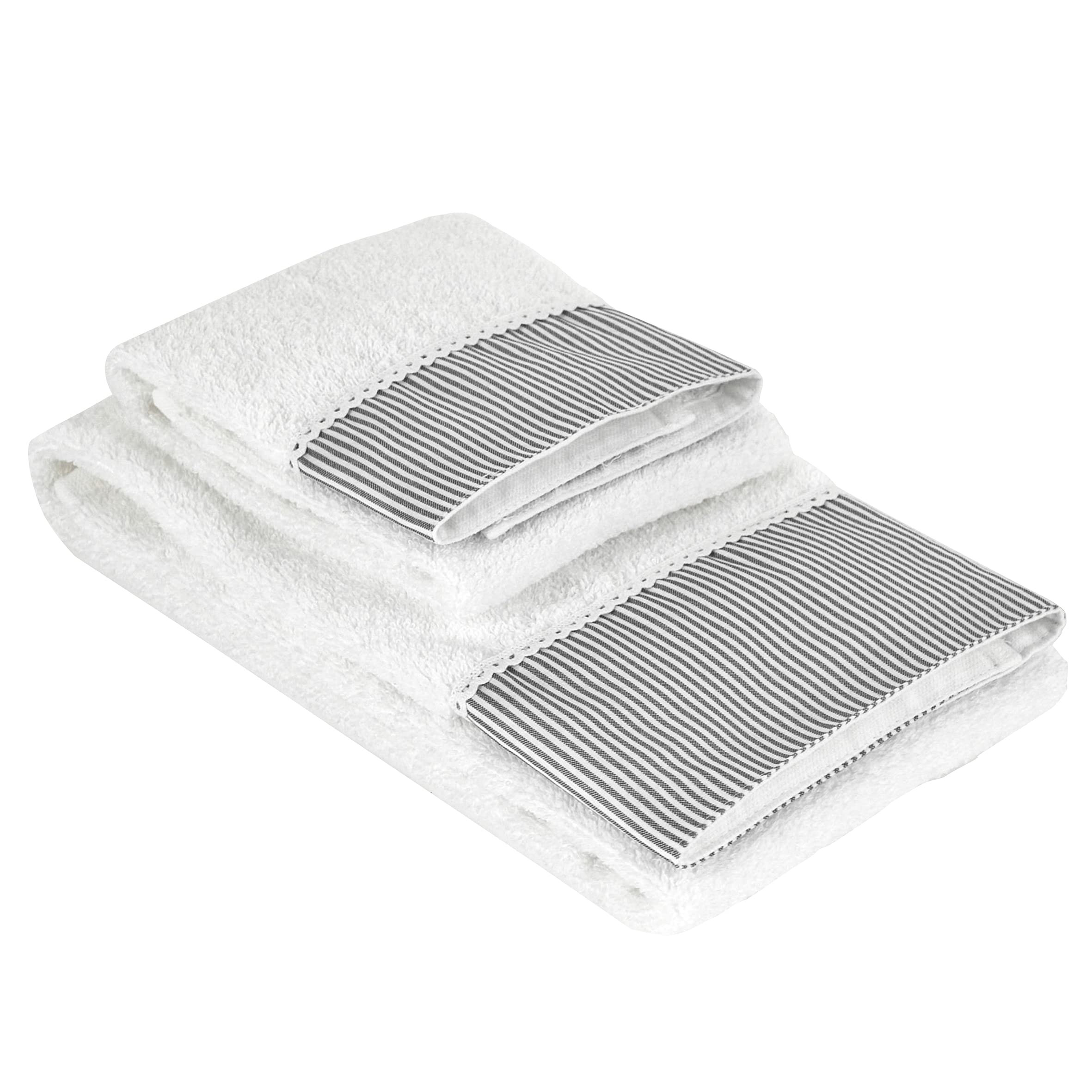 Baroni Home Afrodite set 2 asciugamani bianco 100% cotone
