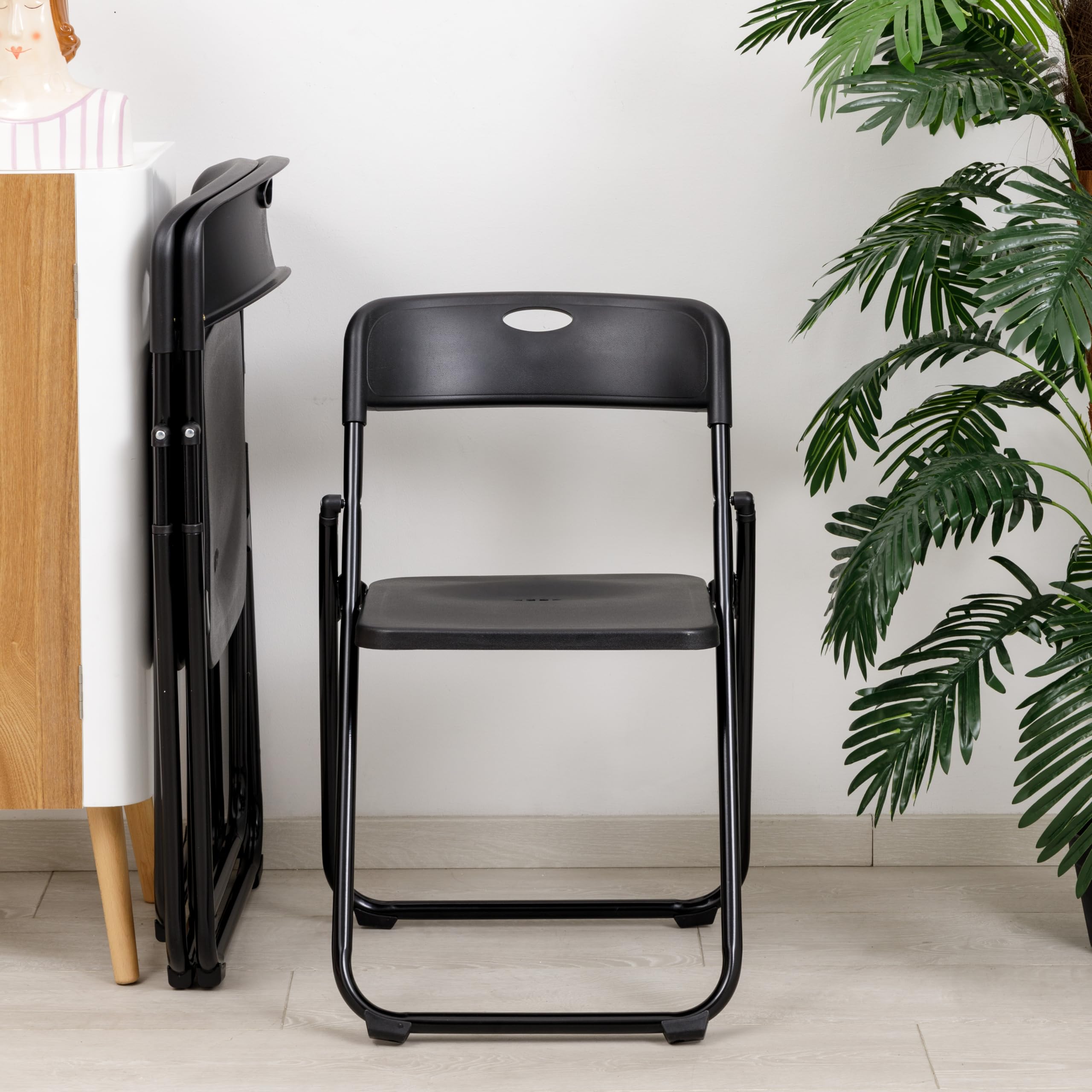 Baroni Home Sedia Pieghevole Acciaio Nera 74x43x49 cm