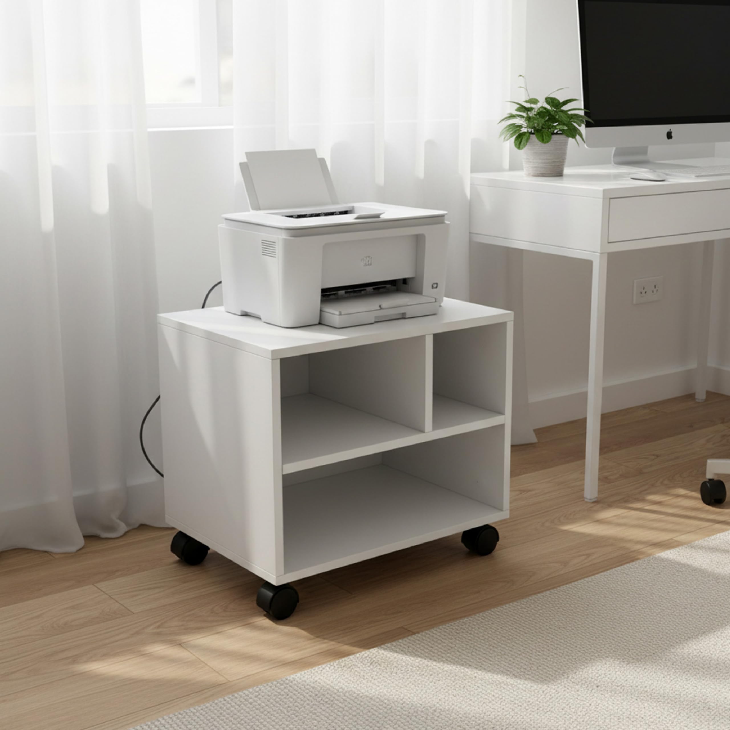 Baroni Home Carrello Ufficio 3 Scomparti Bianco 30x40x36 cm