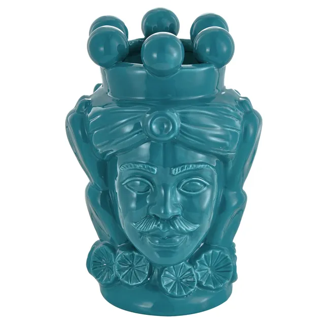 Baroni Home Regina Turchese Testa di Moro Vaso 20,5 cm