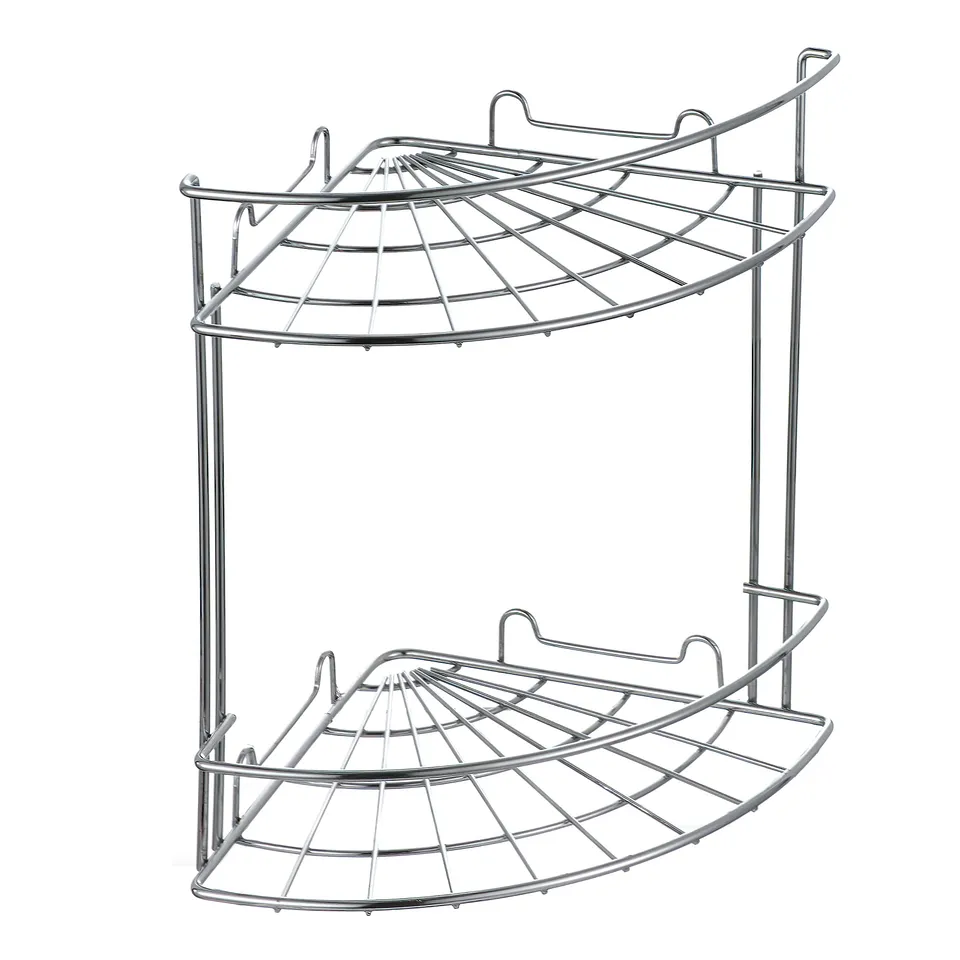 Baroni Home mensola doccia angolare acciaio 2 piani 18x18 cm