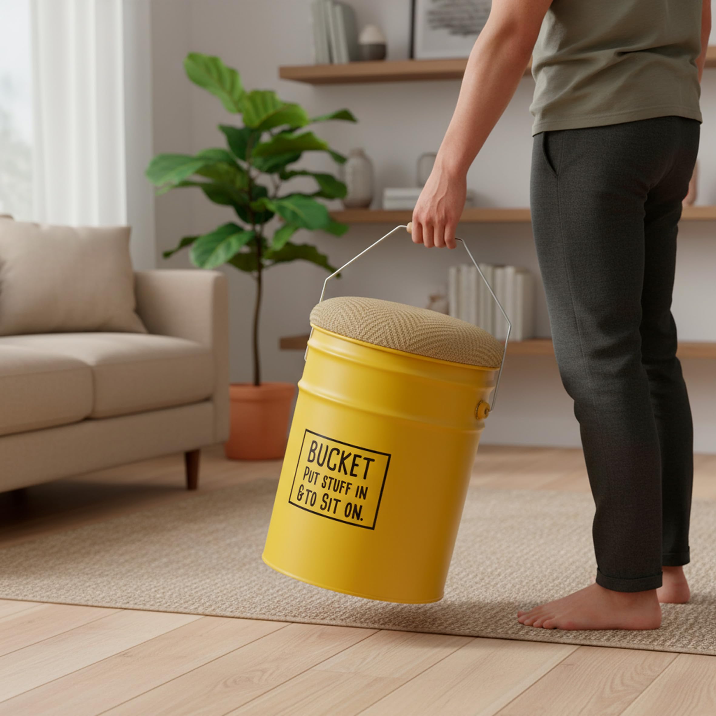 Baroni Home pouf contenitore giallo juta 40x31 cm