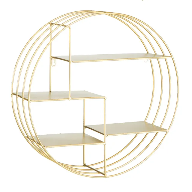 Baroni Home Mensola Muro Rotonda Oro 48x16x48 cm 4 Ripiani
