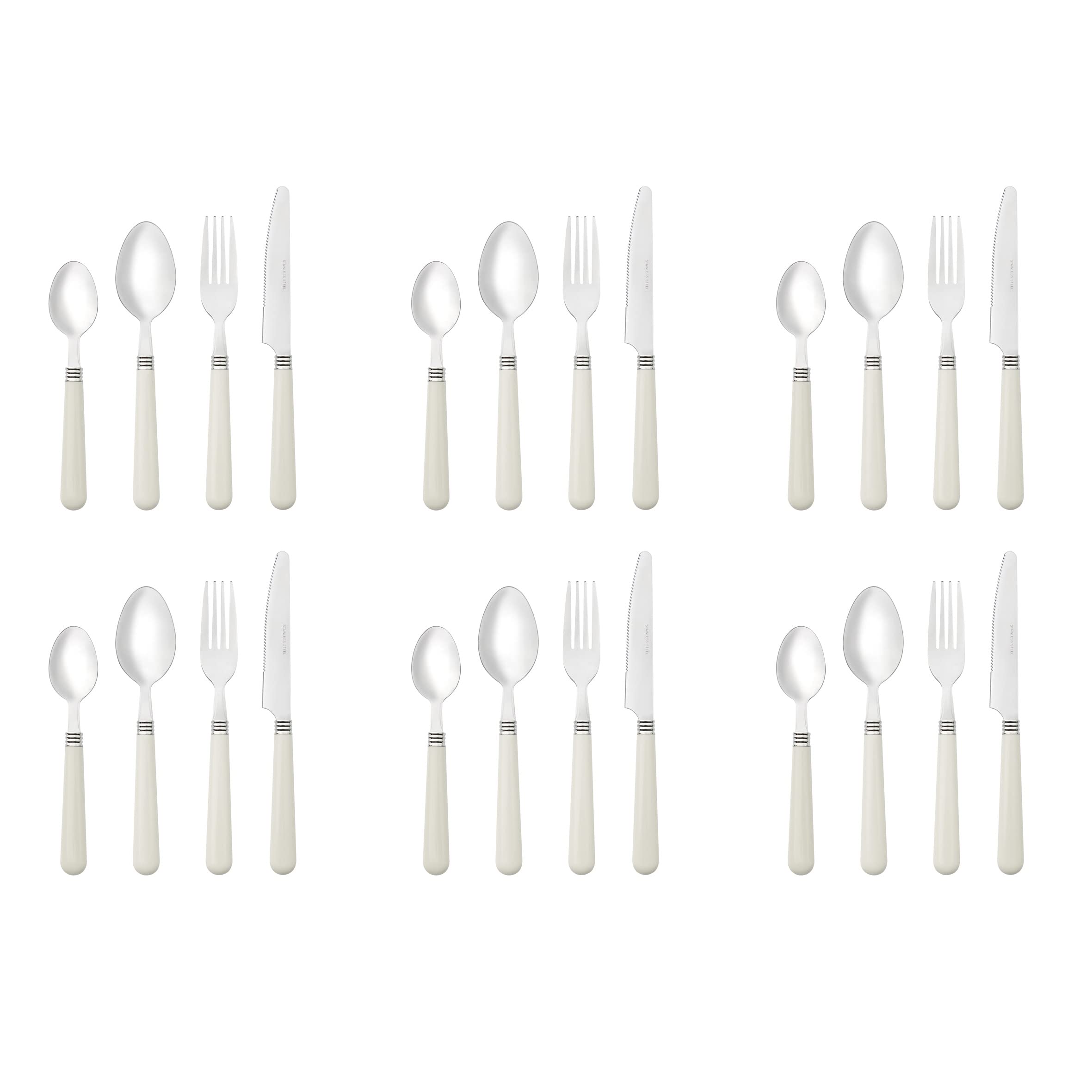 Baroni Home Set Posate 24 Pezzi Grigio Acciaio Inox